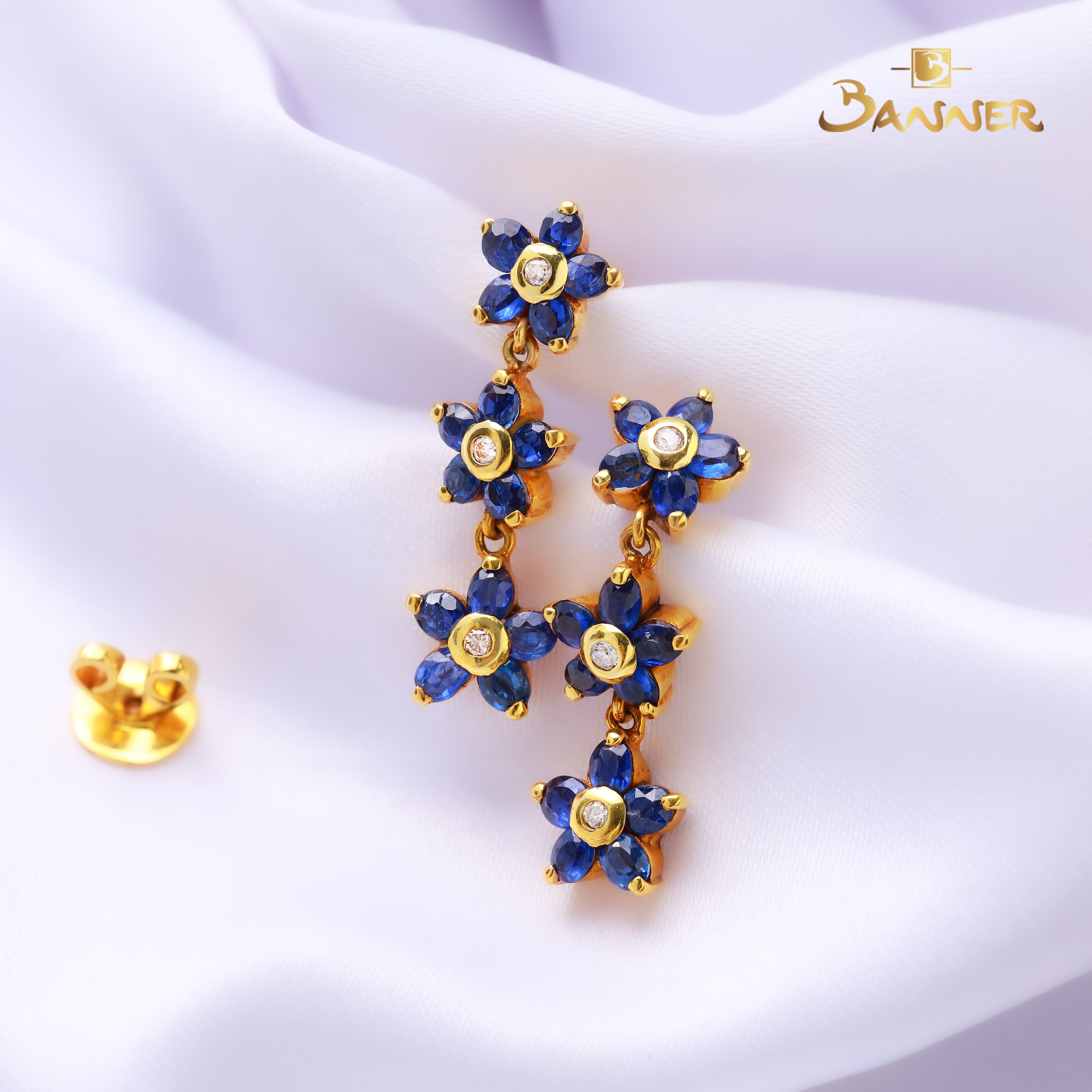 Sapphire and Diamond Pan-Tone-Sint Earrings