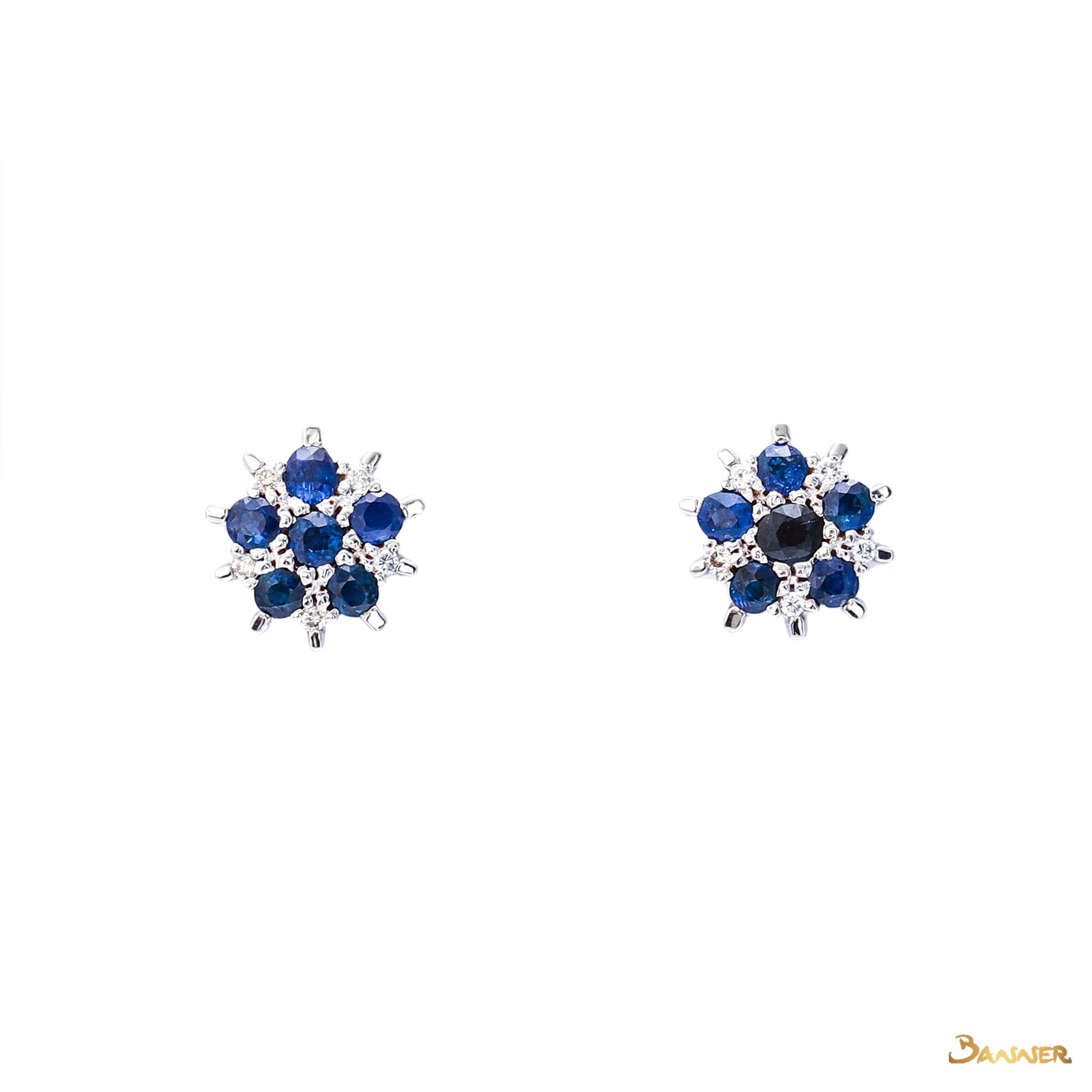 Sapphire and Diamond Snowflake Earrings