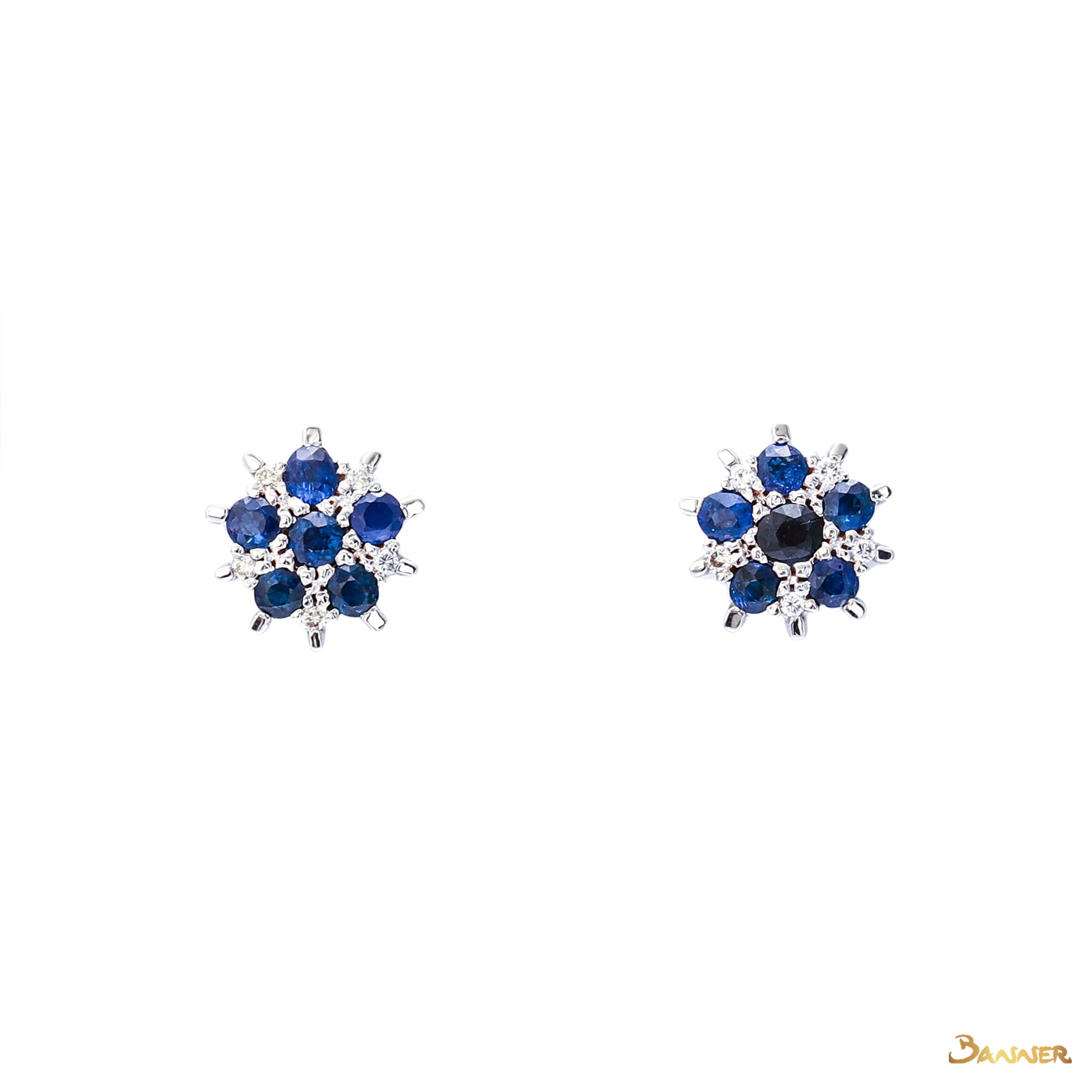 Sapphire and Diamond Snowflake Earrings