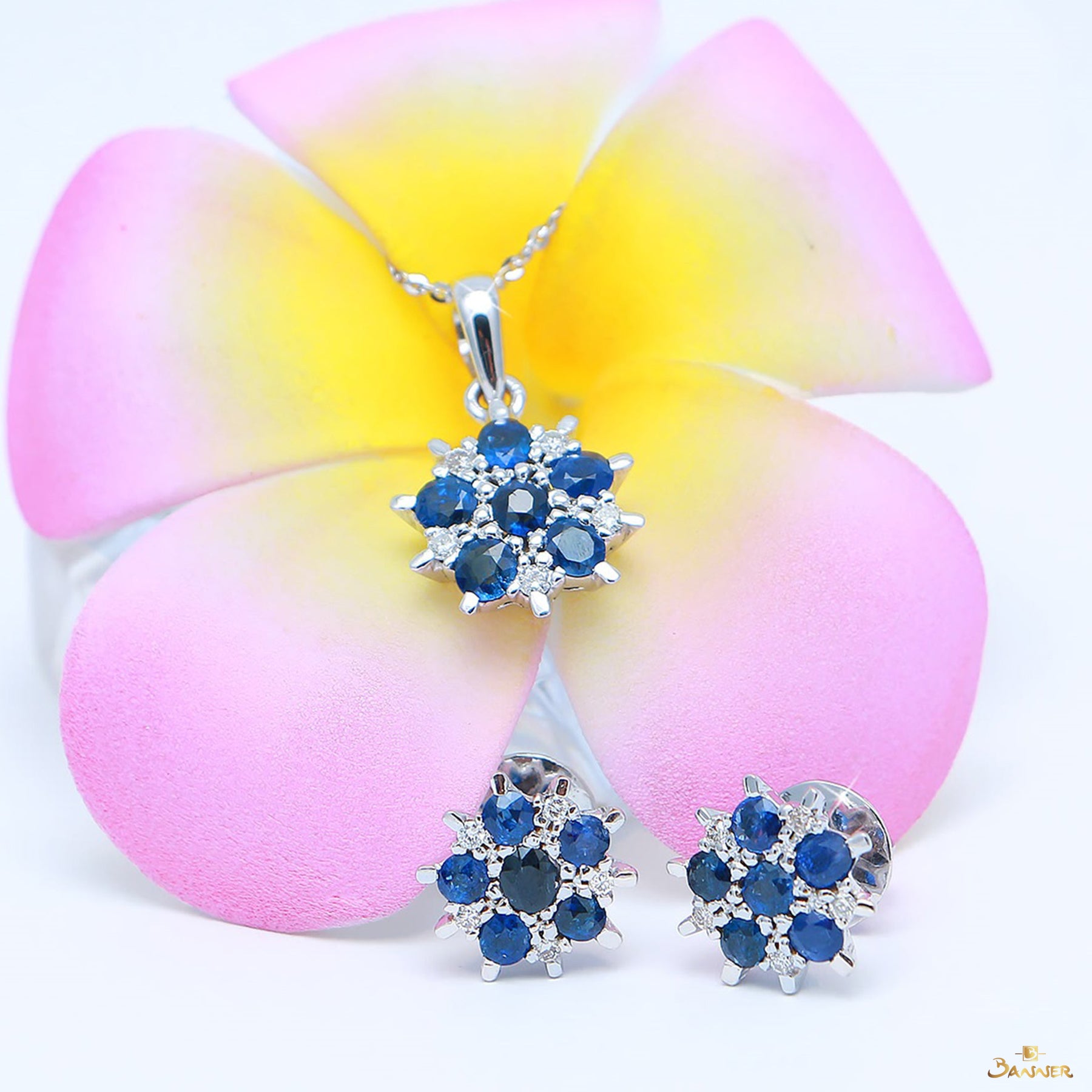 Sapphire and Diamond Snowflake Earrings