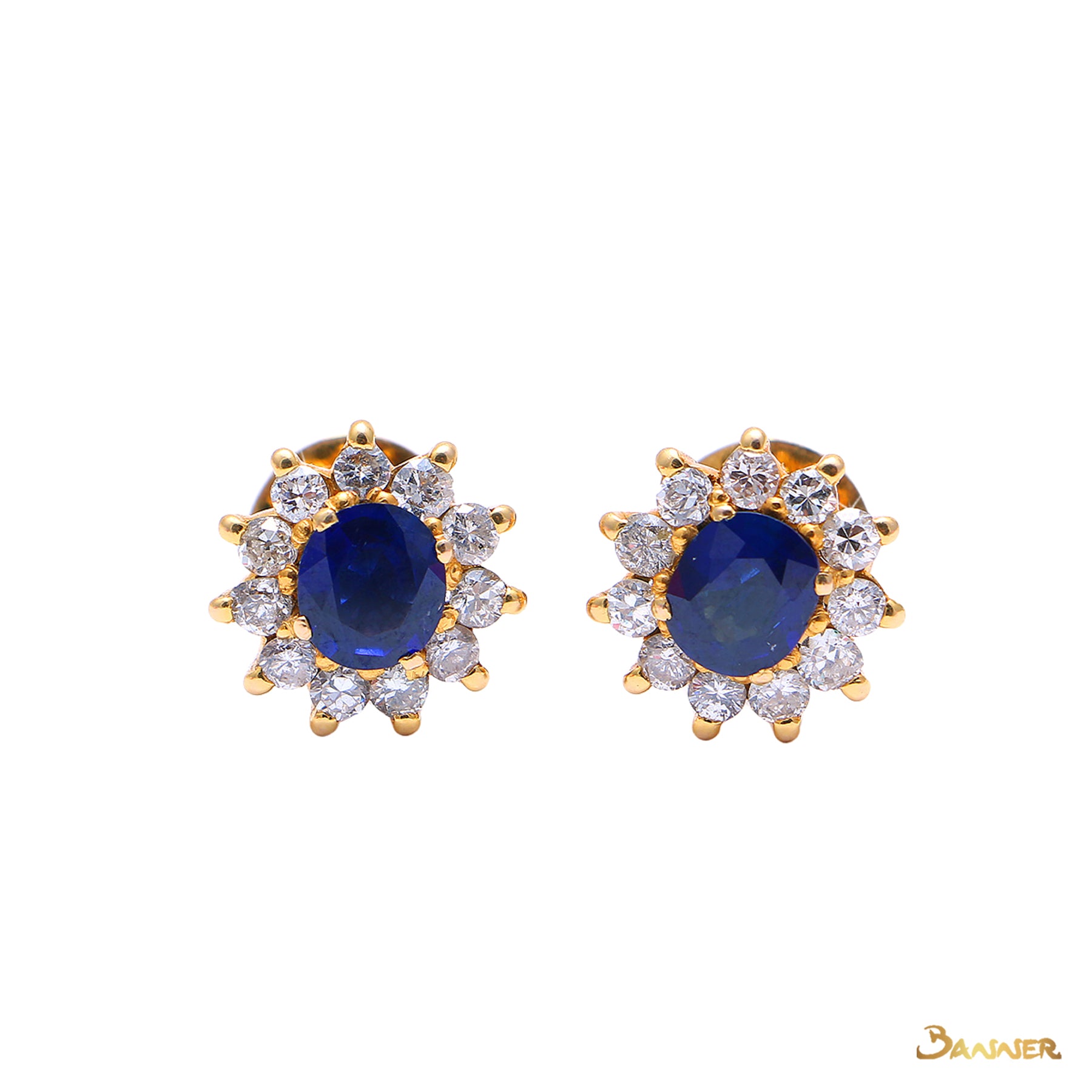 Sapphire and Diamond Sunflower Earrings