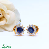 Sapphire and Diamond Sunflower Earrings