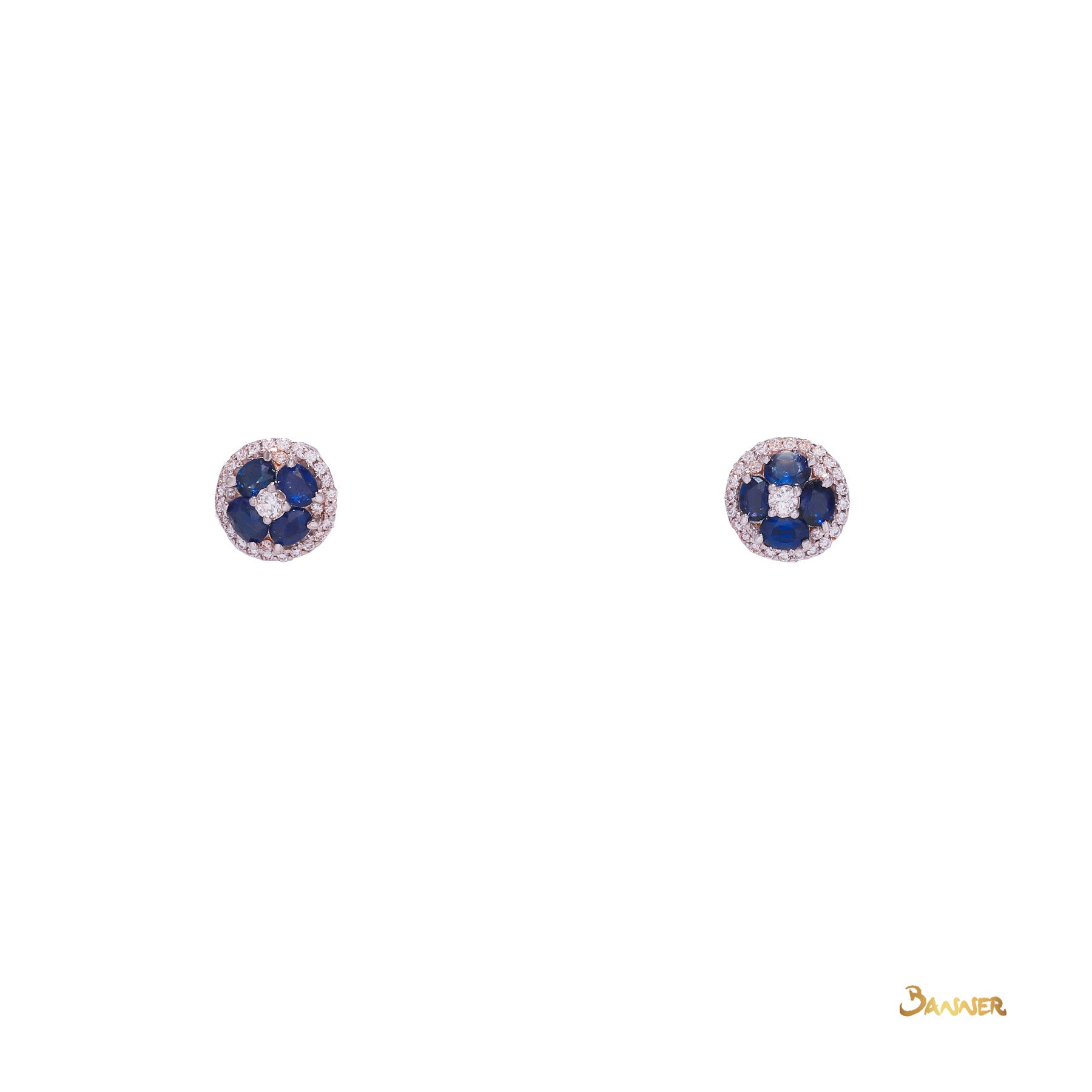 Sapphire and Diamond Flower Earrings