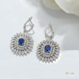 Sapphire and Diamond Double Halo Floral Set