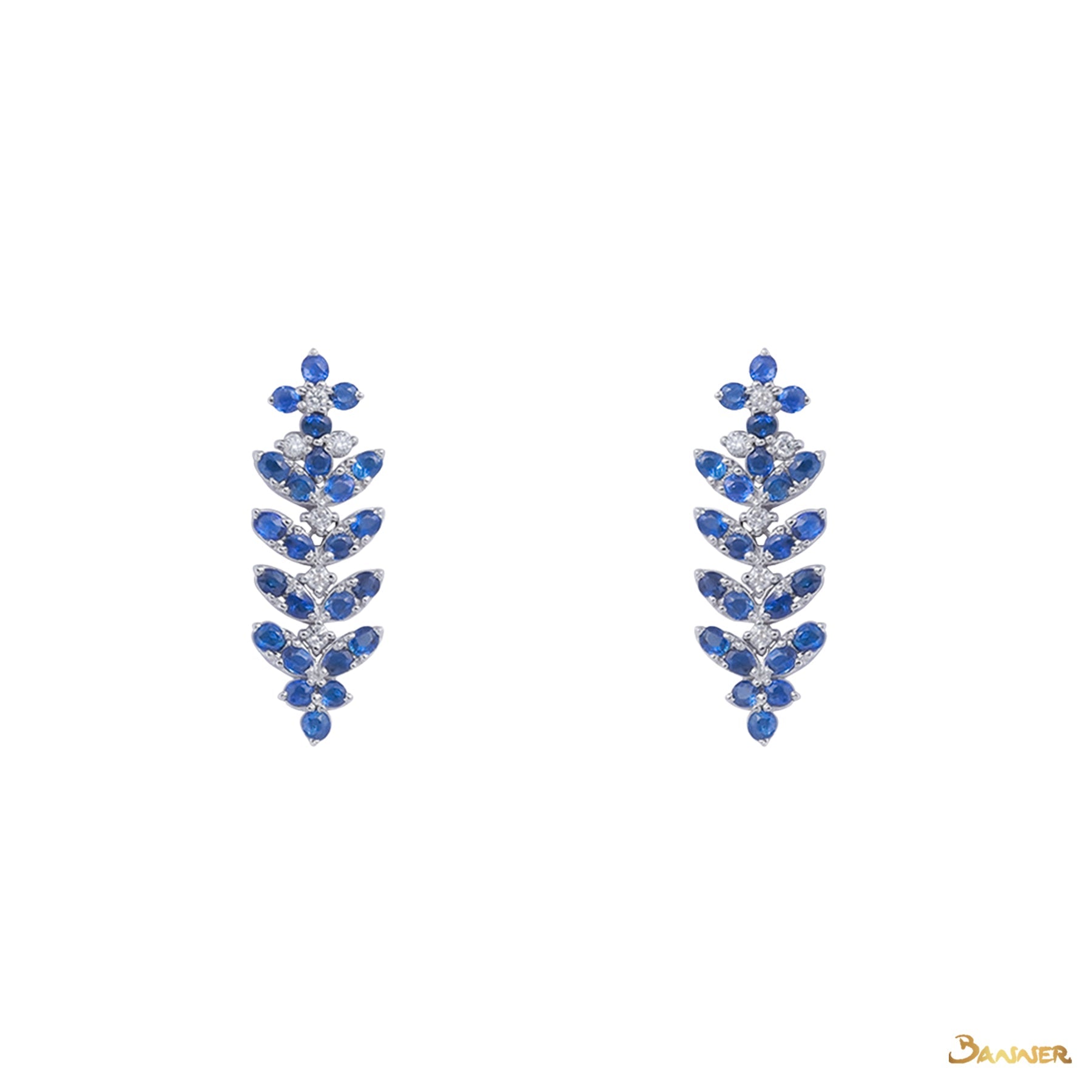 Sapphire and Diamond Thazin-Khet Dangle Earrings