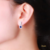 Sapphire and Diamond Dangle Halo Earrings