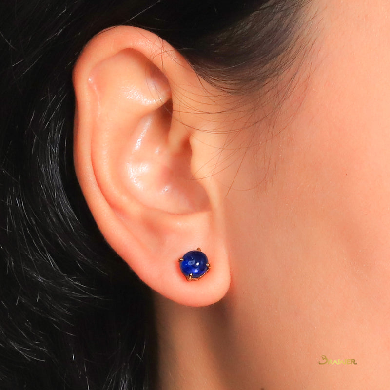 Sapphire Cabochon and Diamond 2-ways Halo Earrings