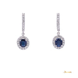 Sapphire and Diamond Halo Dangling Earrings