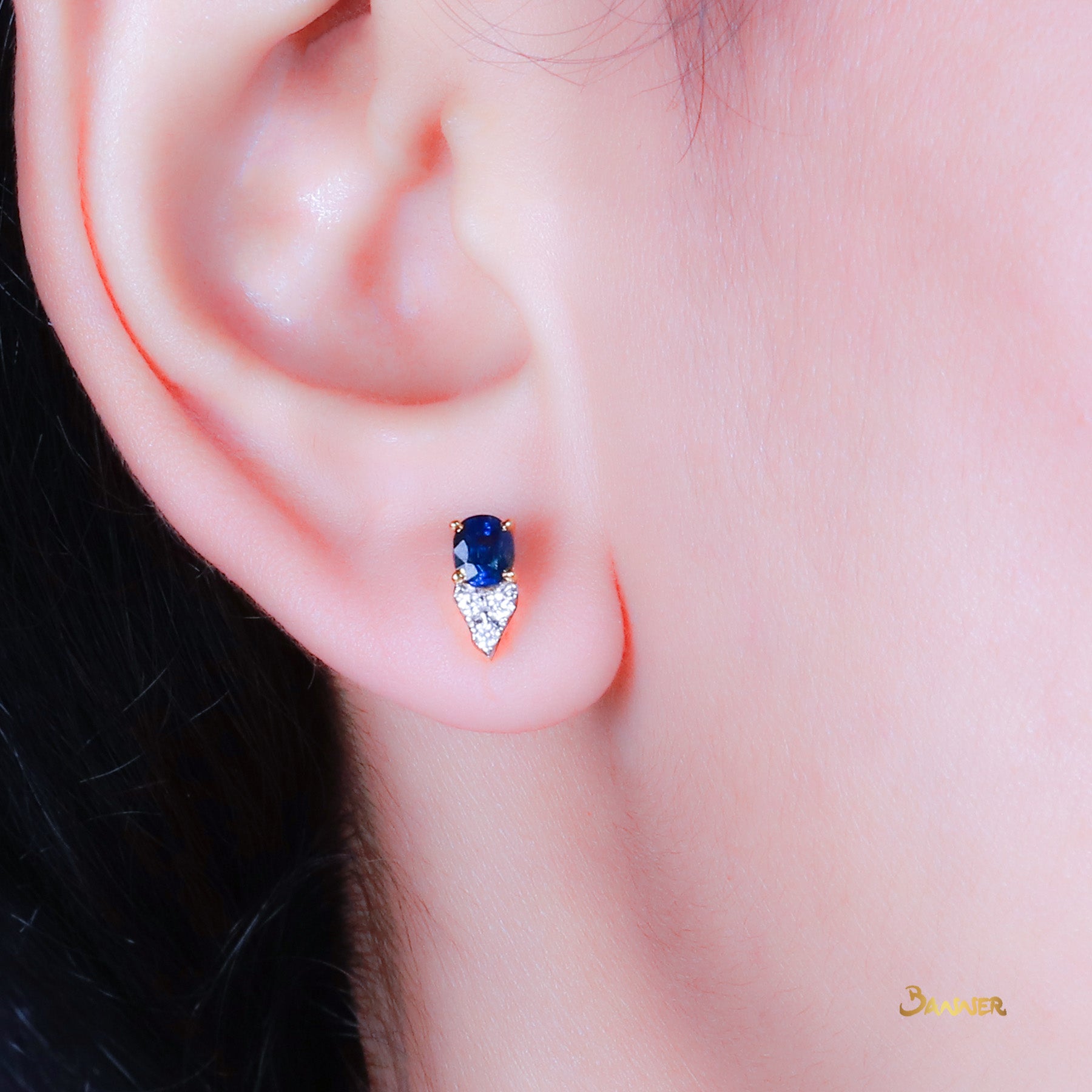 Sapphire and Diamond Petite Earrings