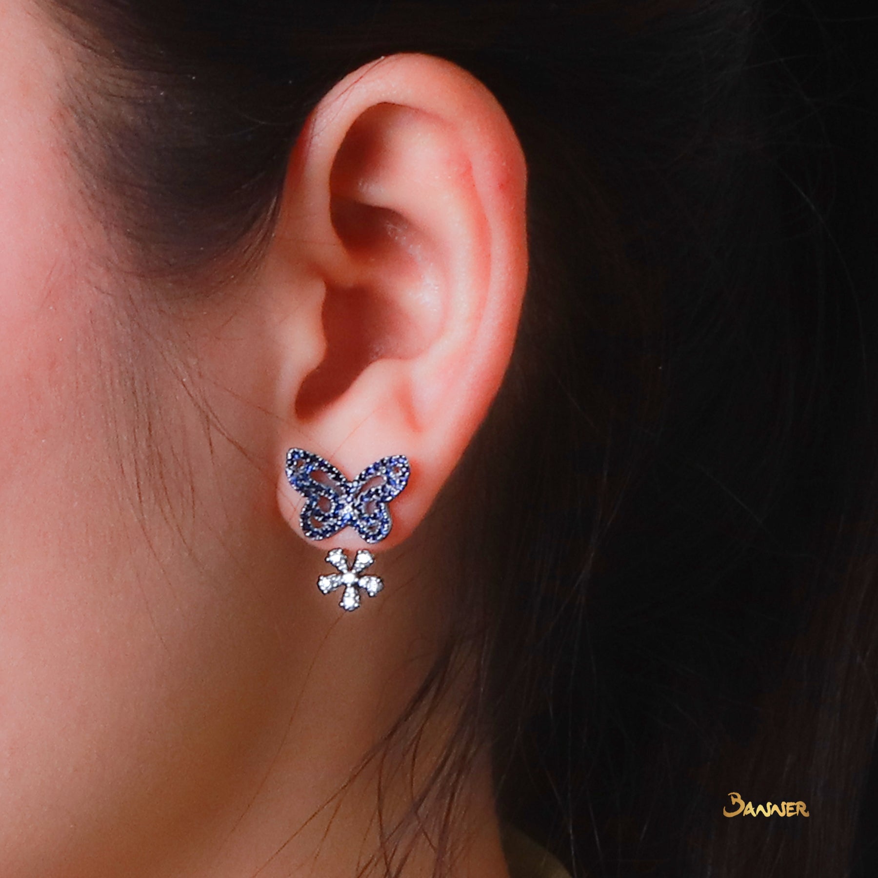 Sapphire and Diamod Butterfly Earrings