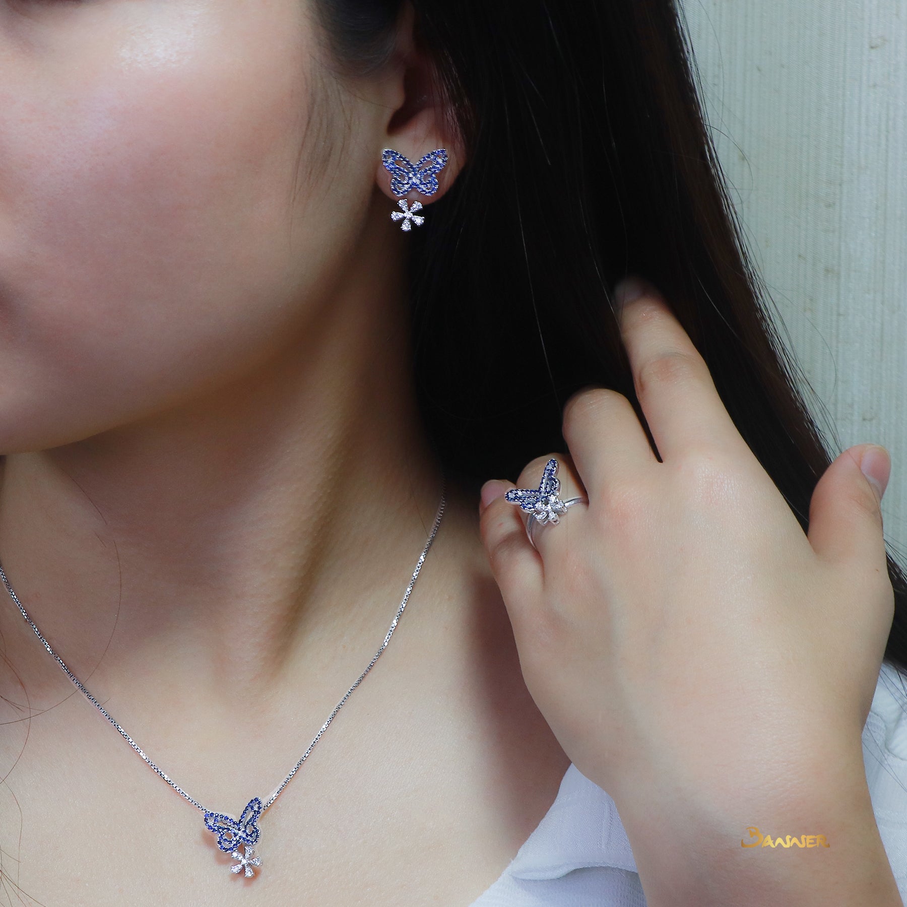 Sapphire and Diamod Butterfly Earrings