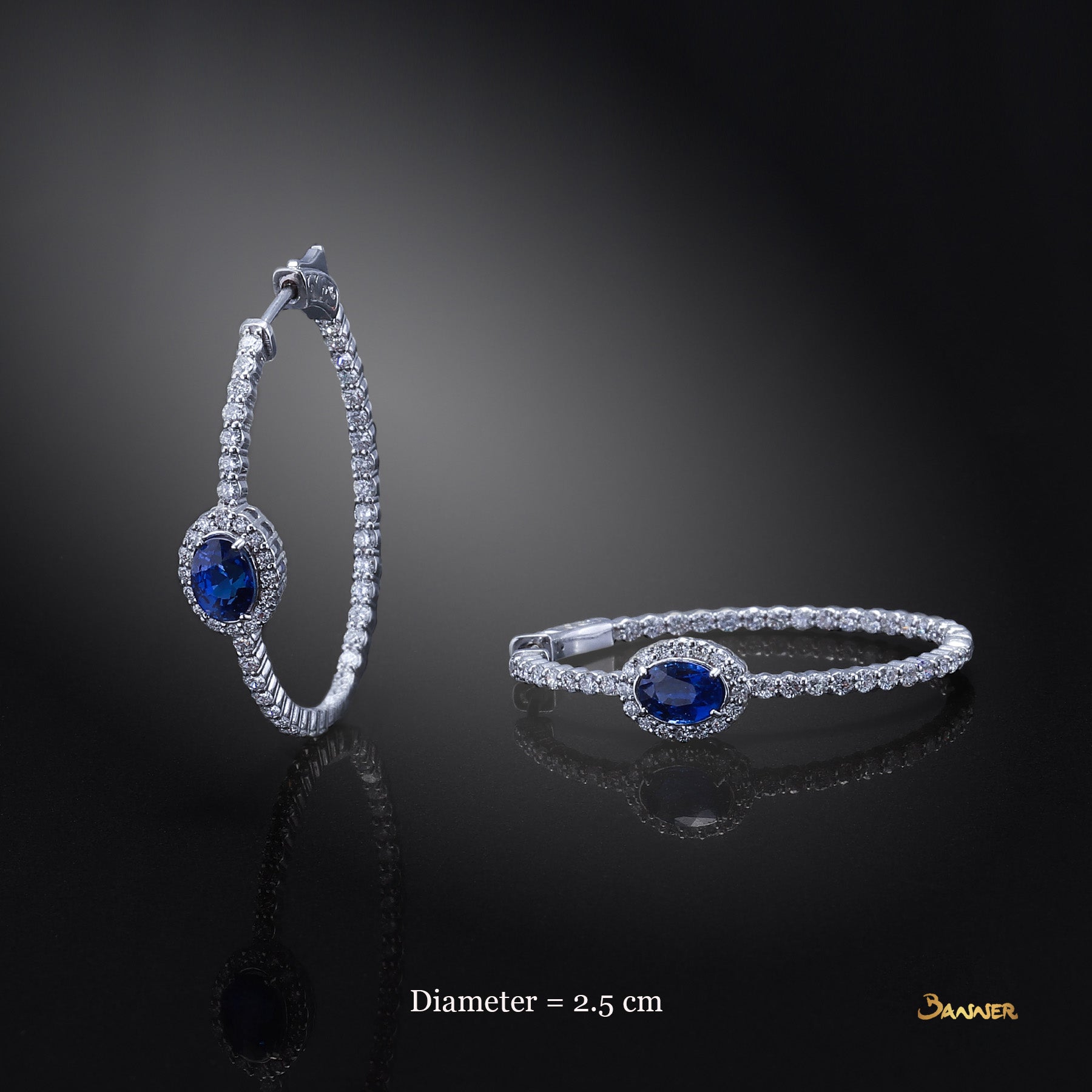 Sapphire and Diamond Hoop Earrings