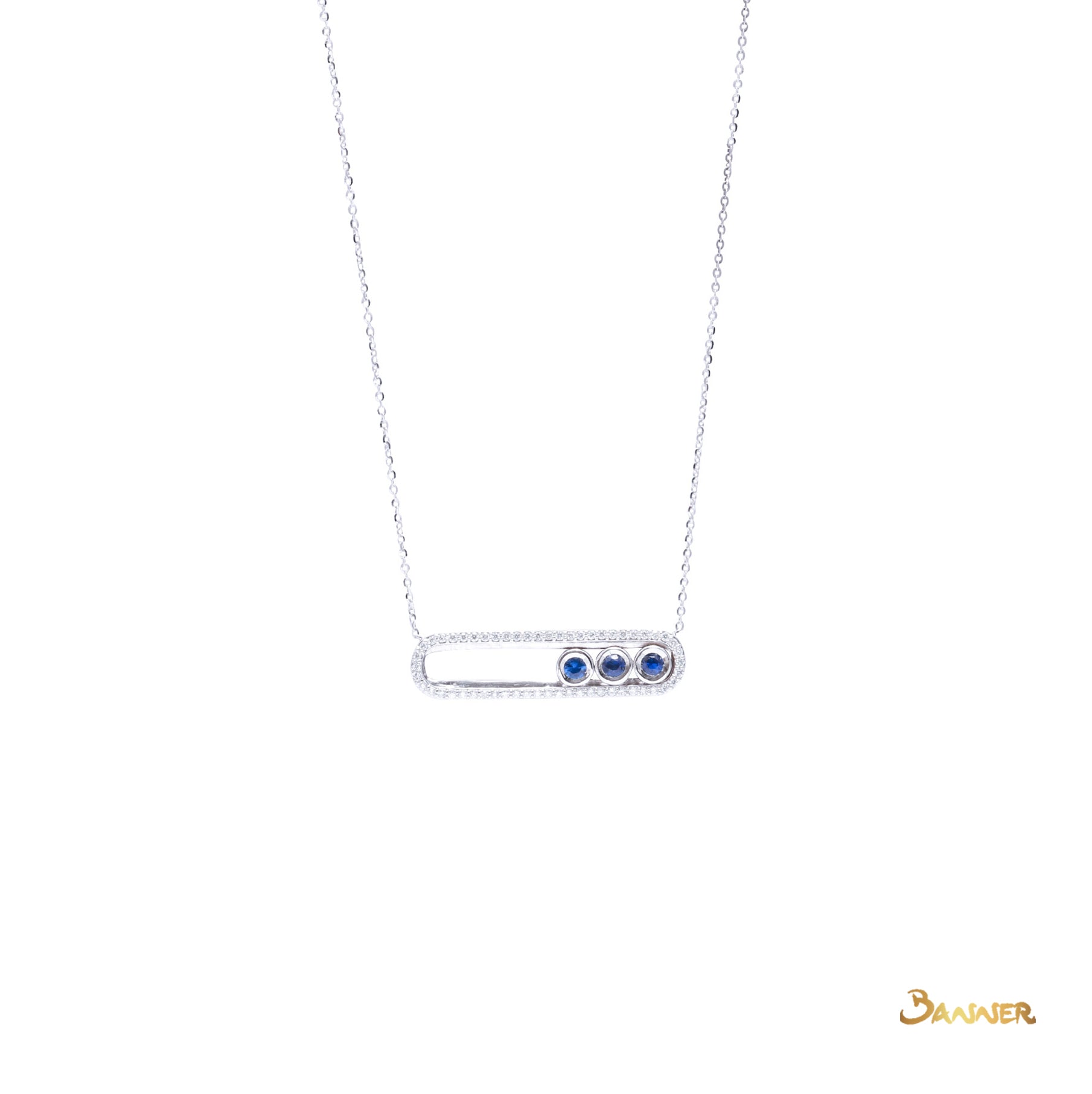 Sapphire and Diamond Pendulum Necklace