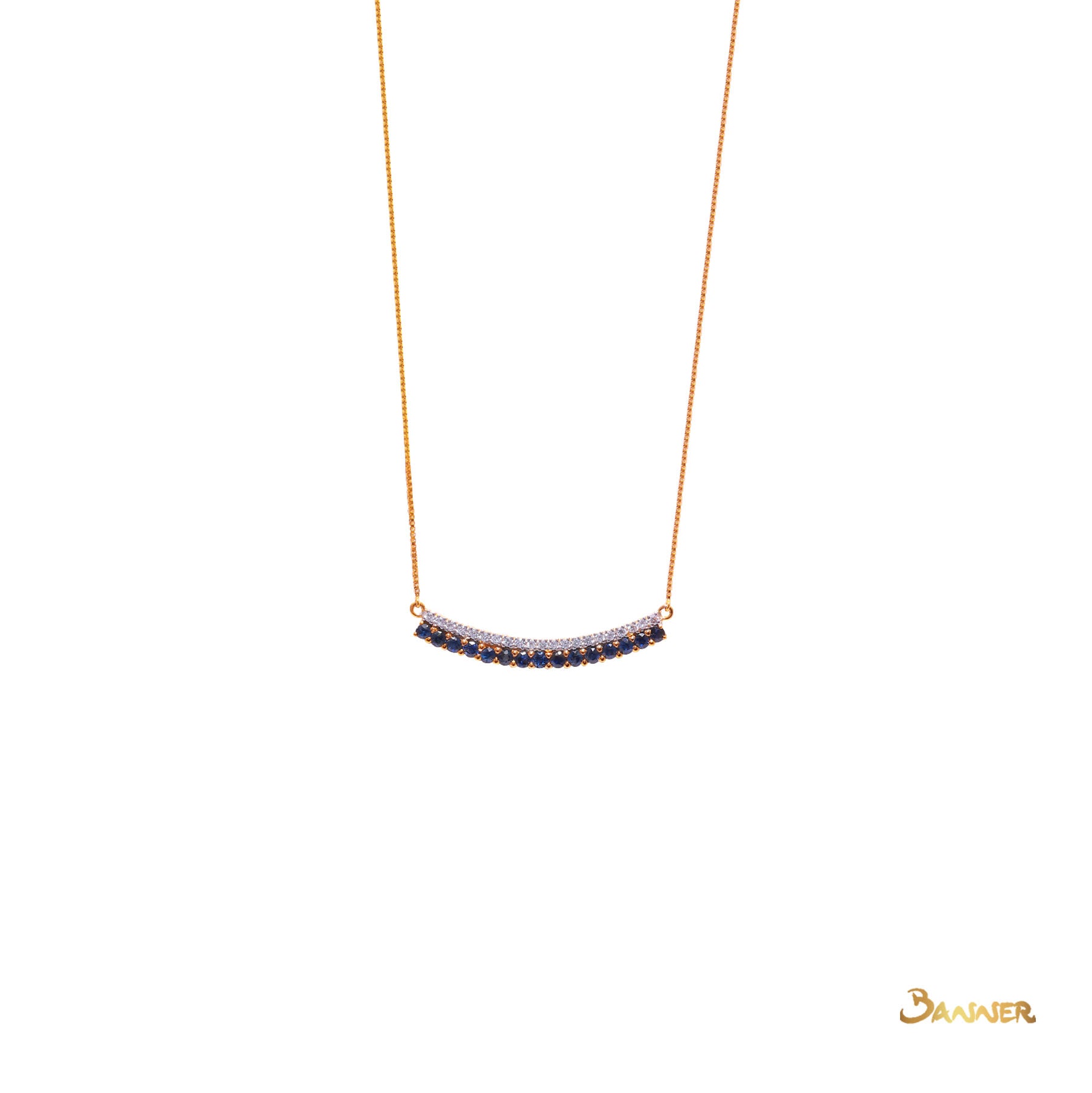 Sapphire and Diamond Smile Necklace