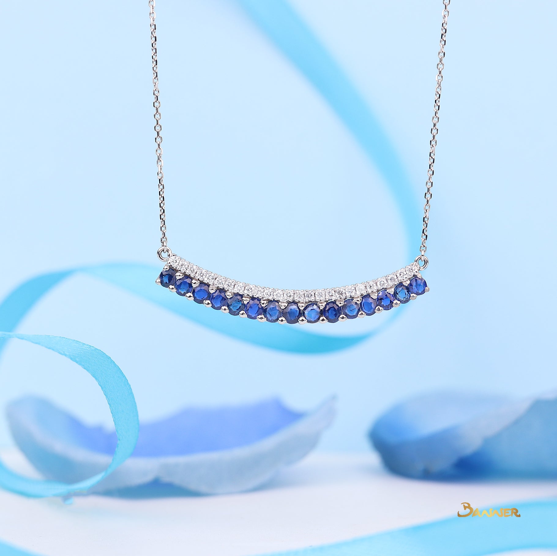 Sapphire and Diamond Smile Necklace