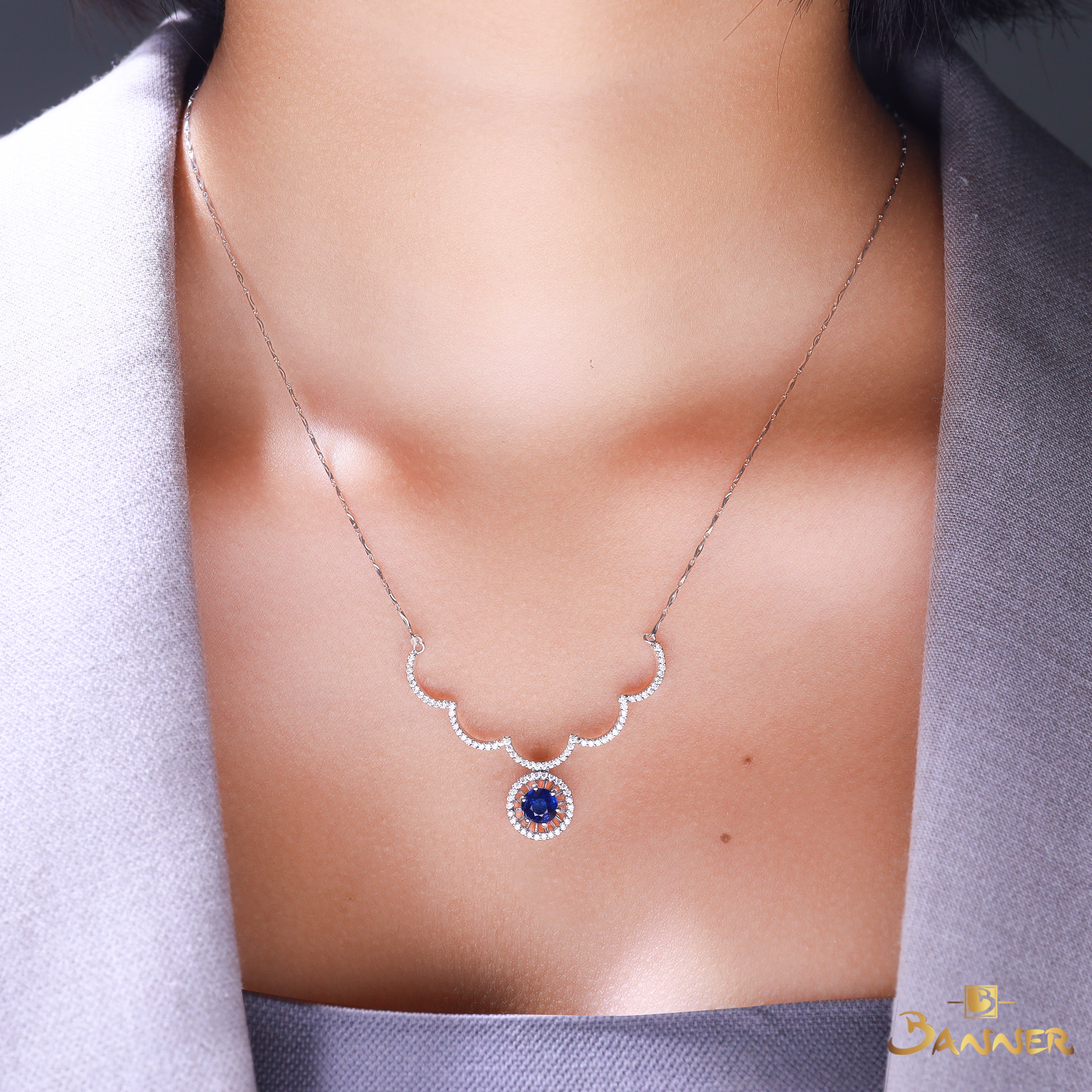 Sapphire and Diamond Necklace