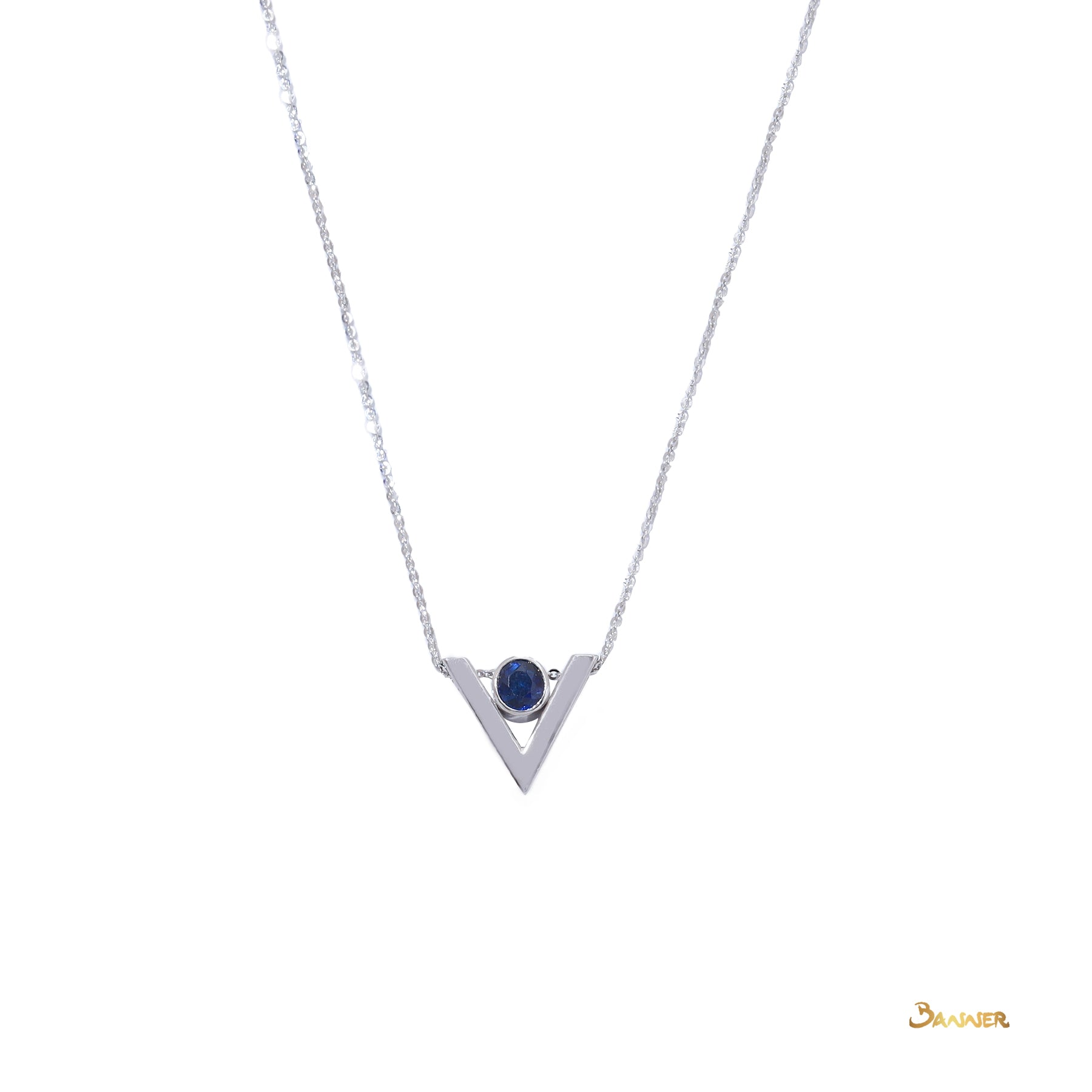 Sapphire Dancing V-Shape Necklace