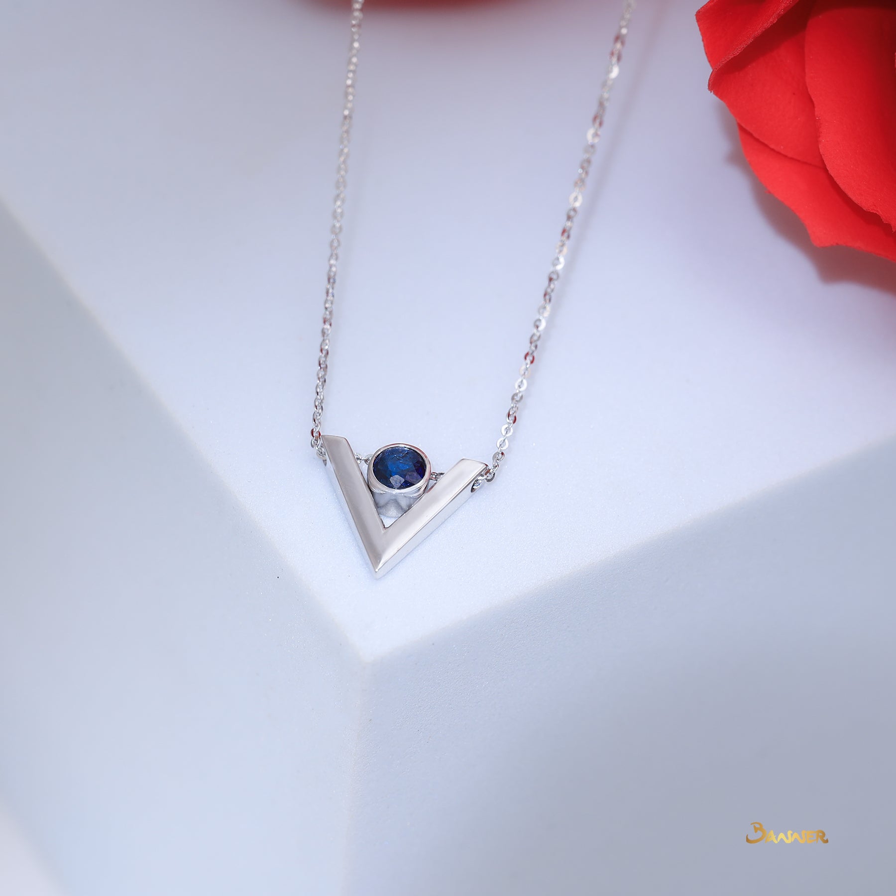 Sapphire Dancing V-Shape Necklace