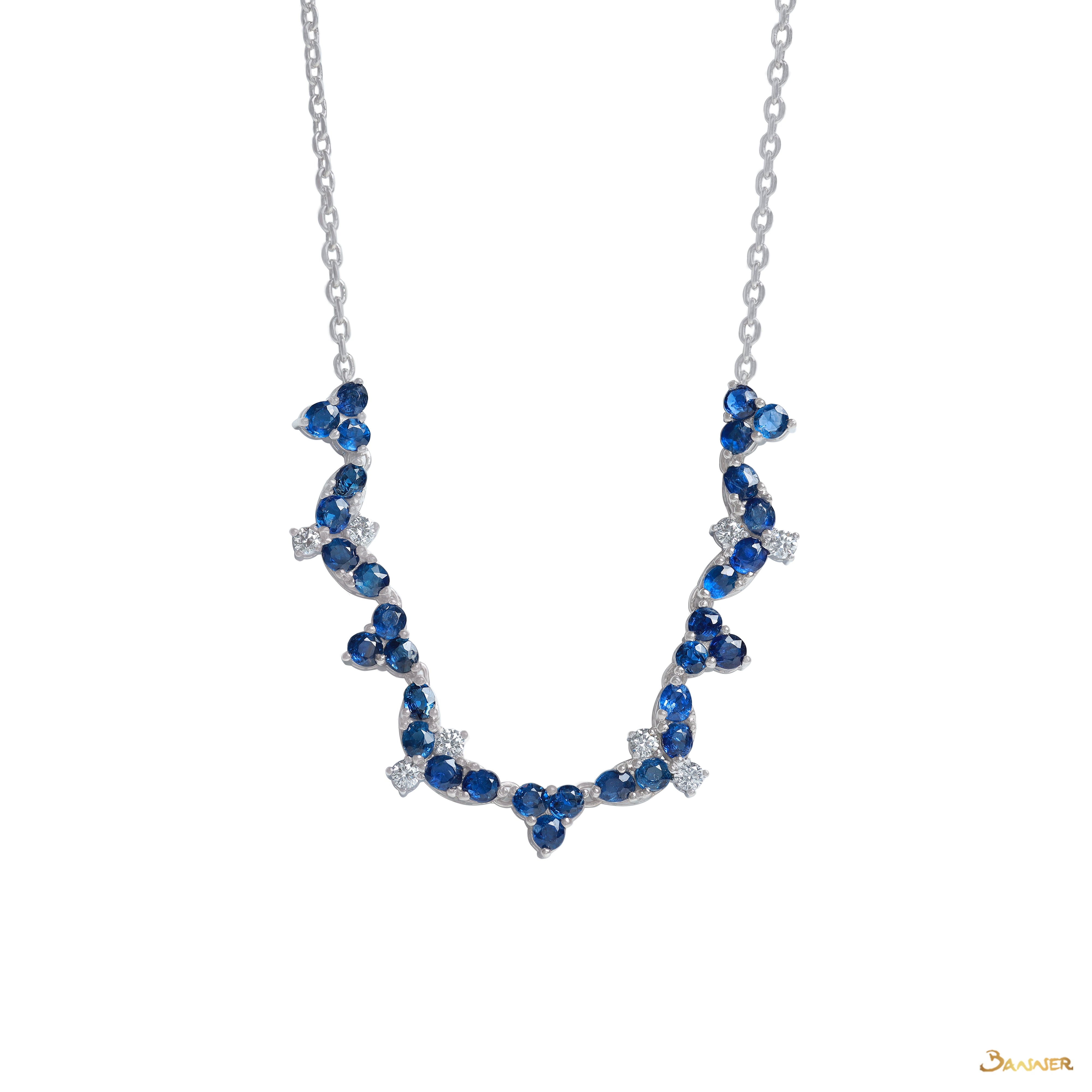 Sapphire and Diamond Floral Necklace