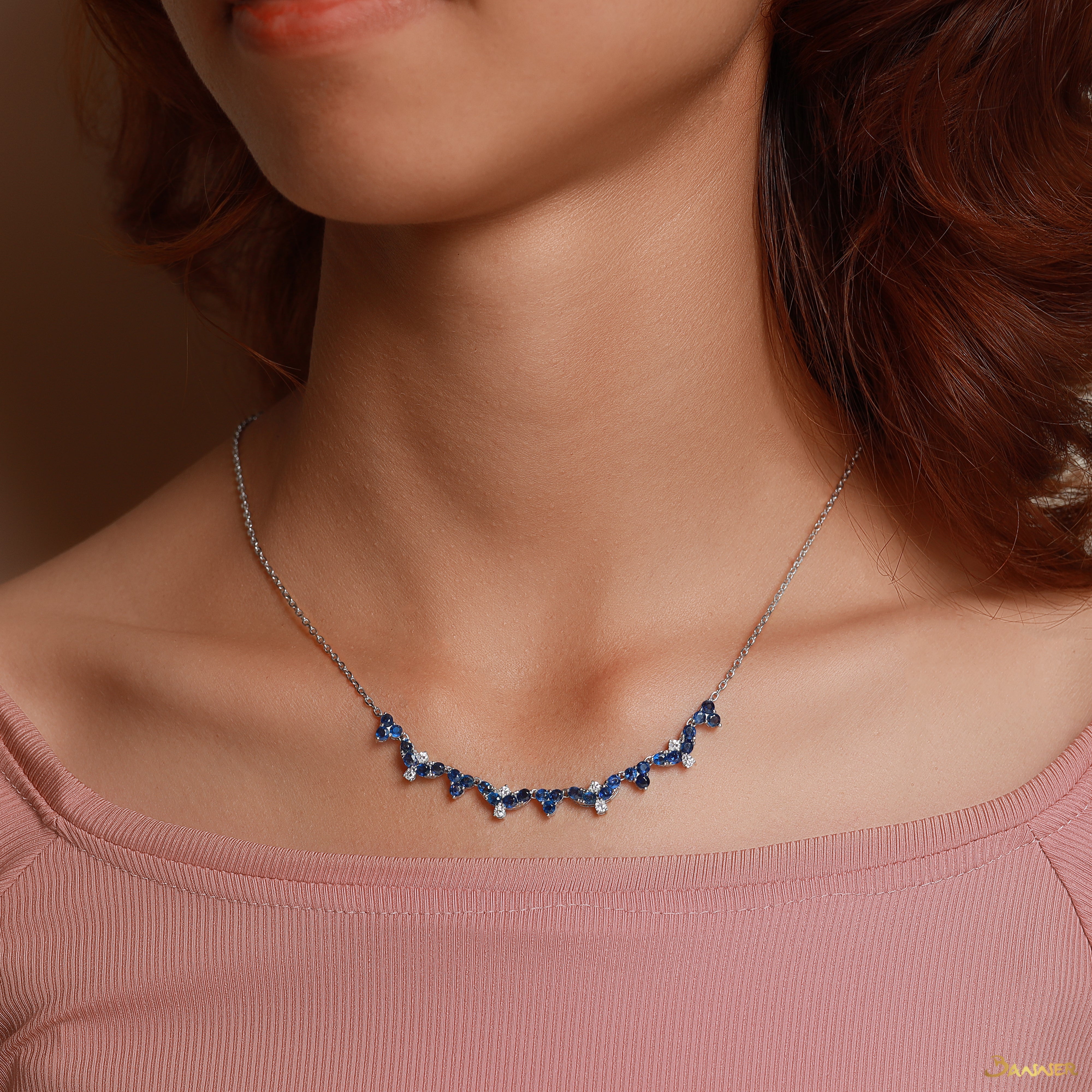 Sapphire and Diamond Floral Necklace