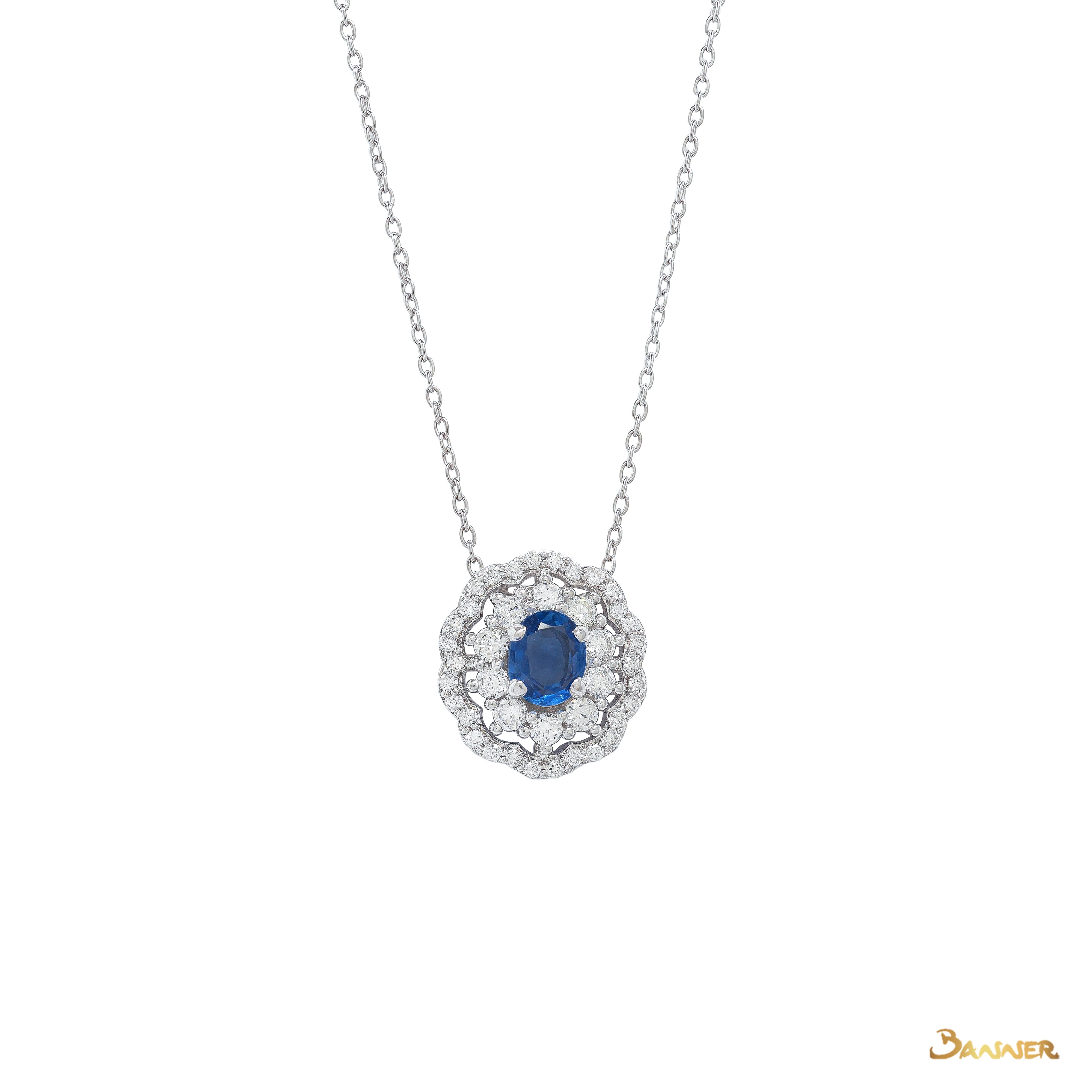 Sapphire and Diamond Floral Necklace