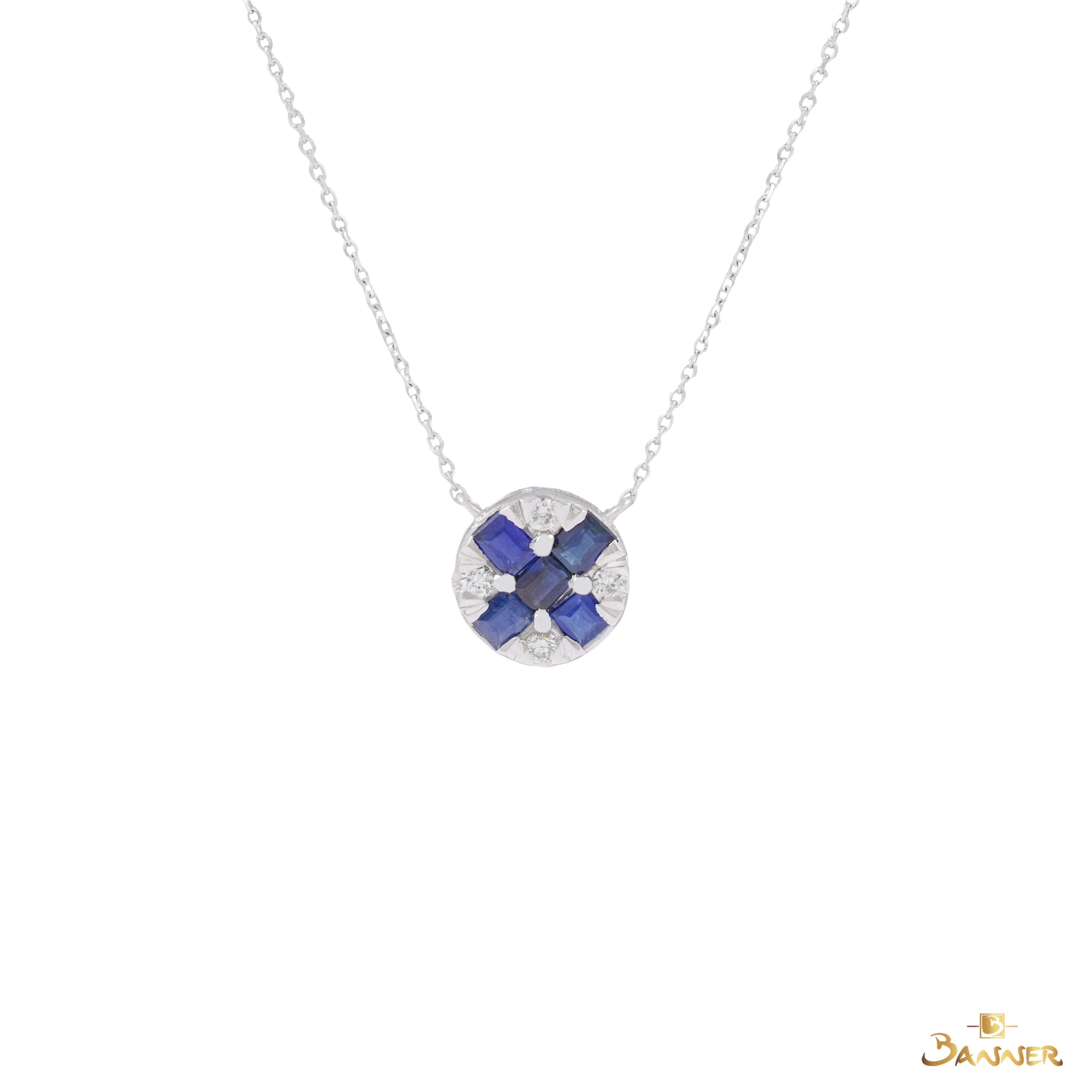Sapphire and Diamond Checker Necklace