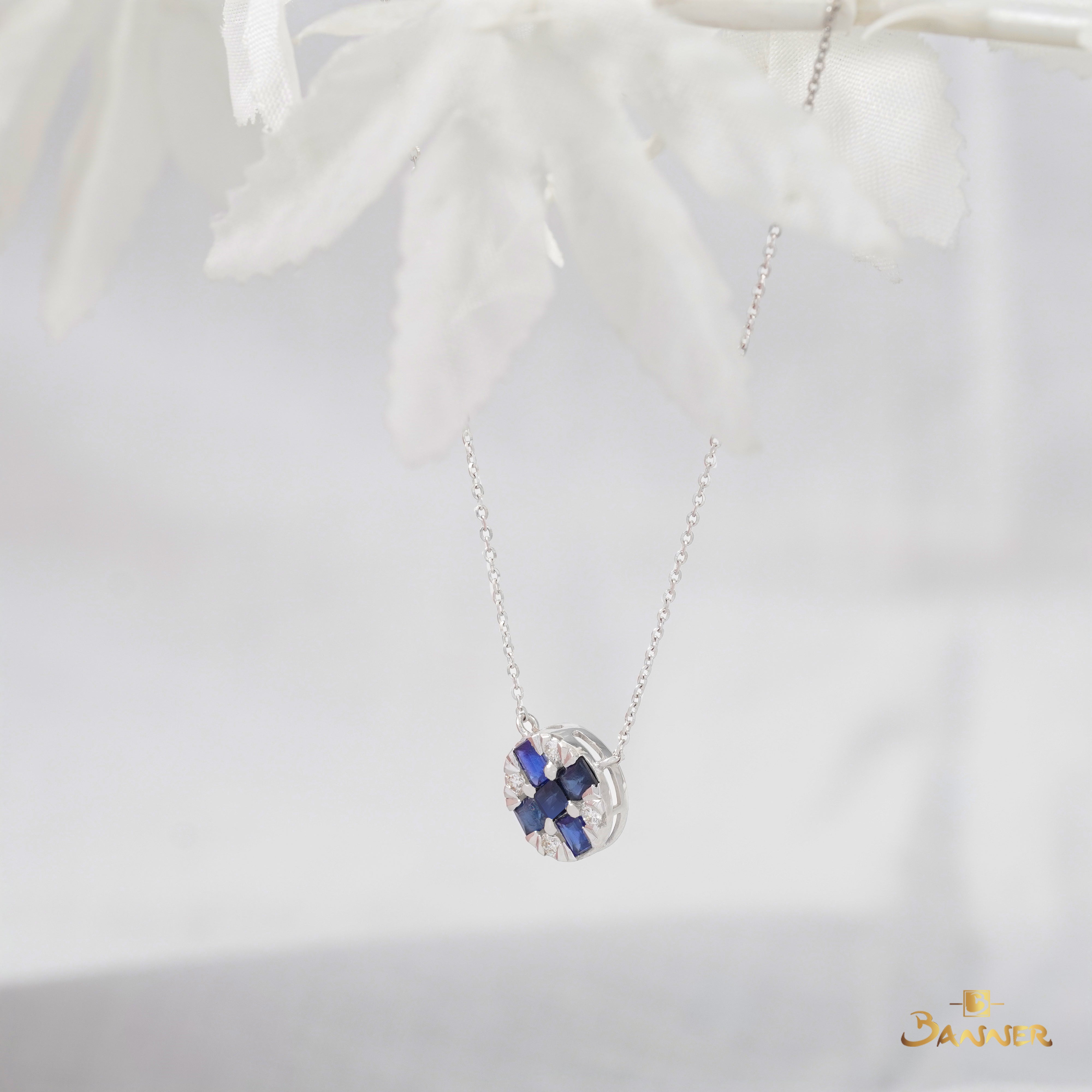 Sapphire and Diamond Checker Necklace