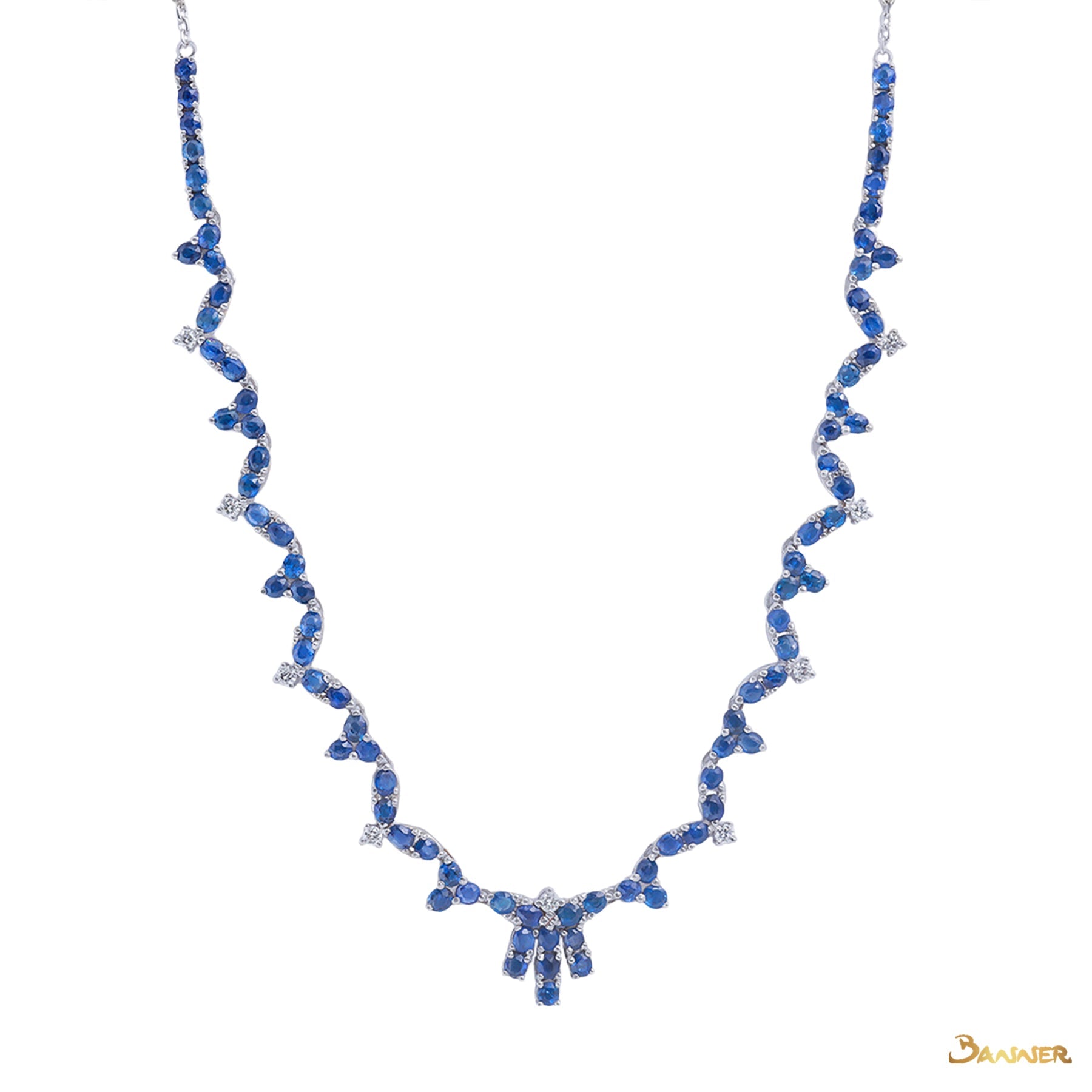 Sapphire and Diamond Floral Necklace