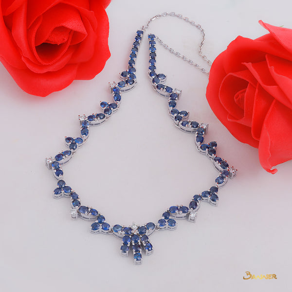 Sapphire and Diamond Floral Necklace