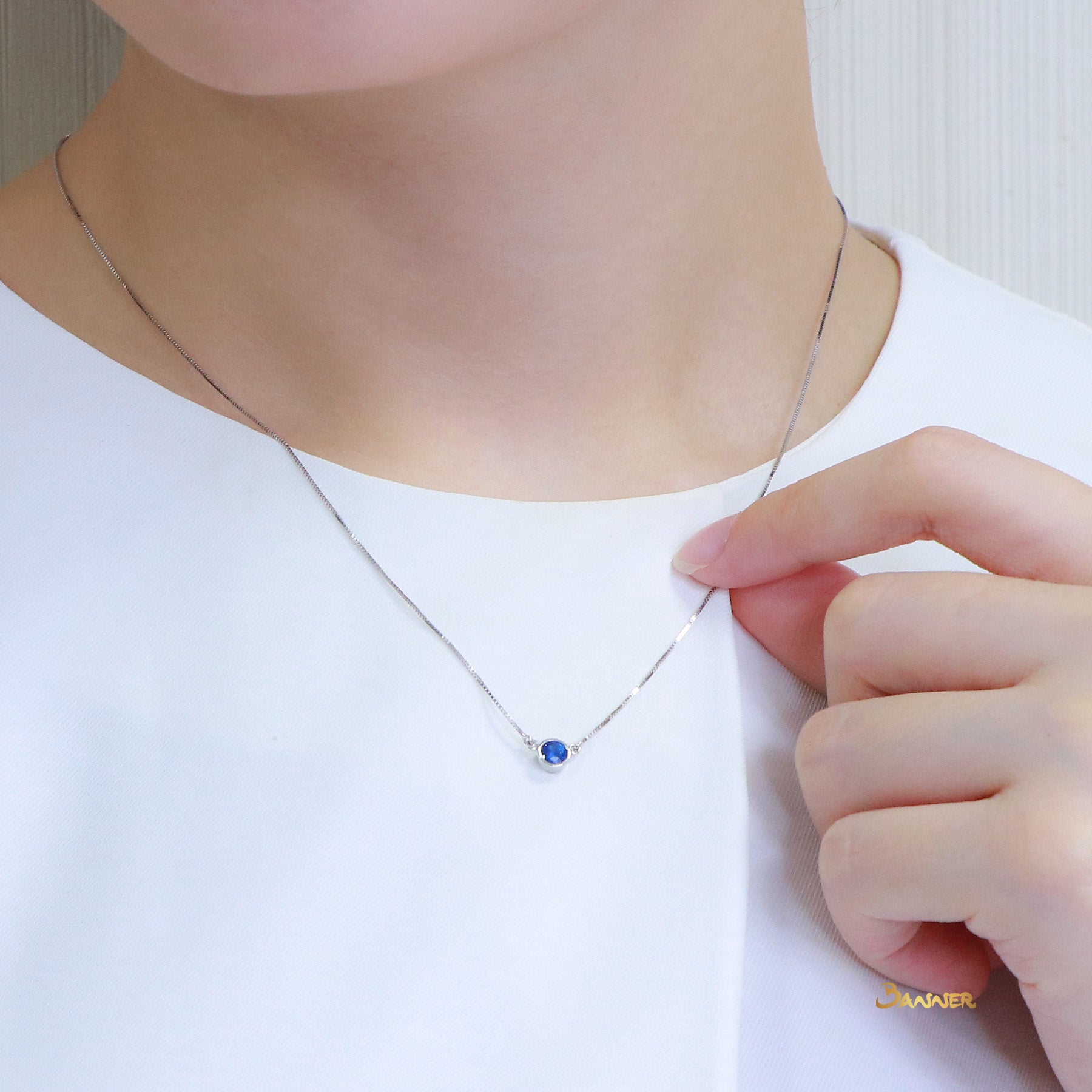 Sapphire Solitaire Necklace