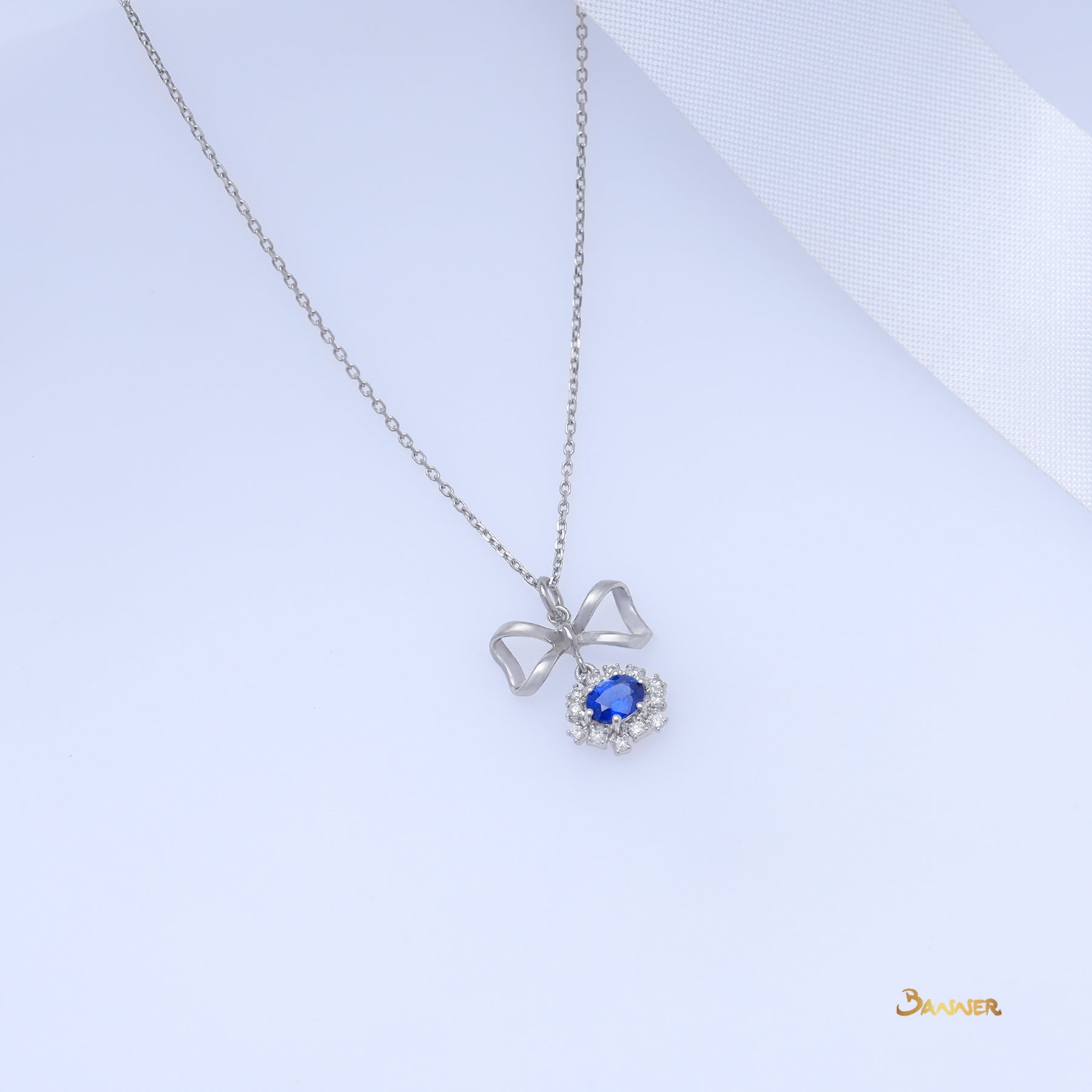 Sapphire and Diamond Ribbon Necklace