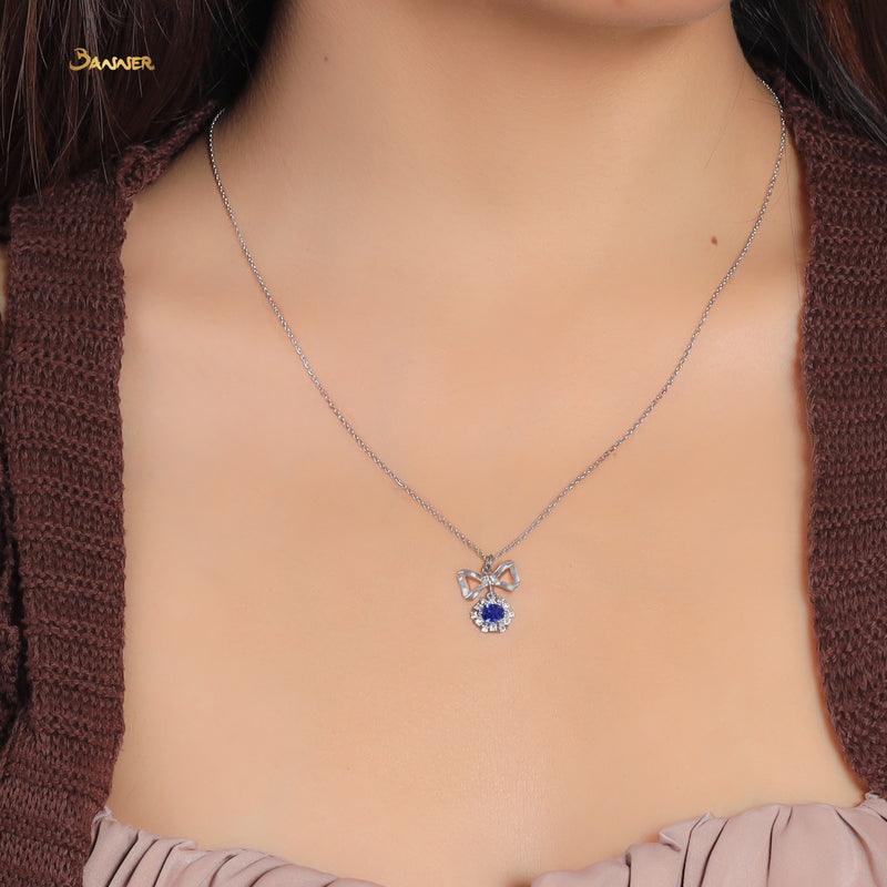Sapphire and Diamond Ribbon Necklace