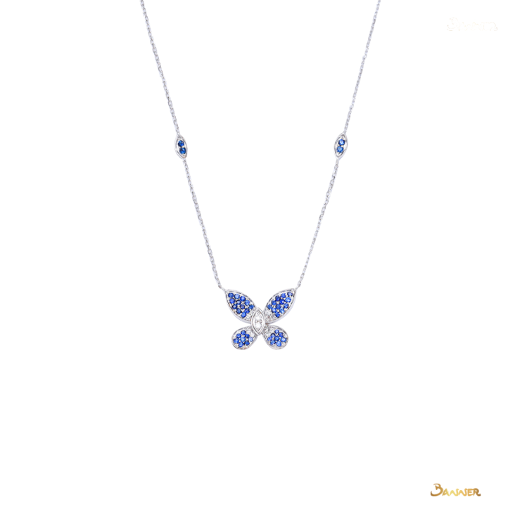 Sapphire and Diamond Butterfly Necklace