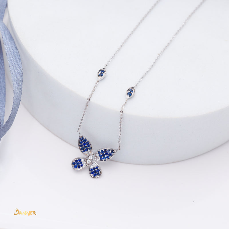 Sapphire and Diamond Butterfly Necklace