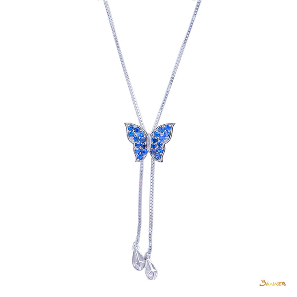 Sapphire Butterfly Adjustable Necklace