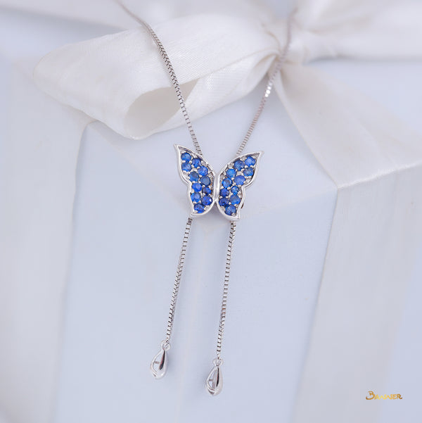 Sapphire Butterfly Adjustable Necklace