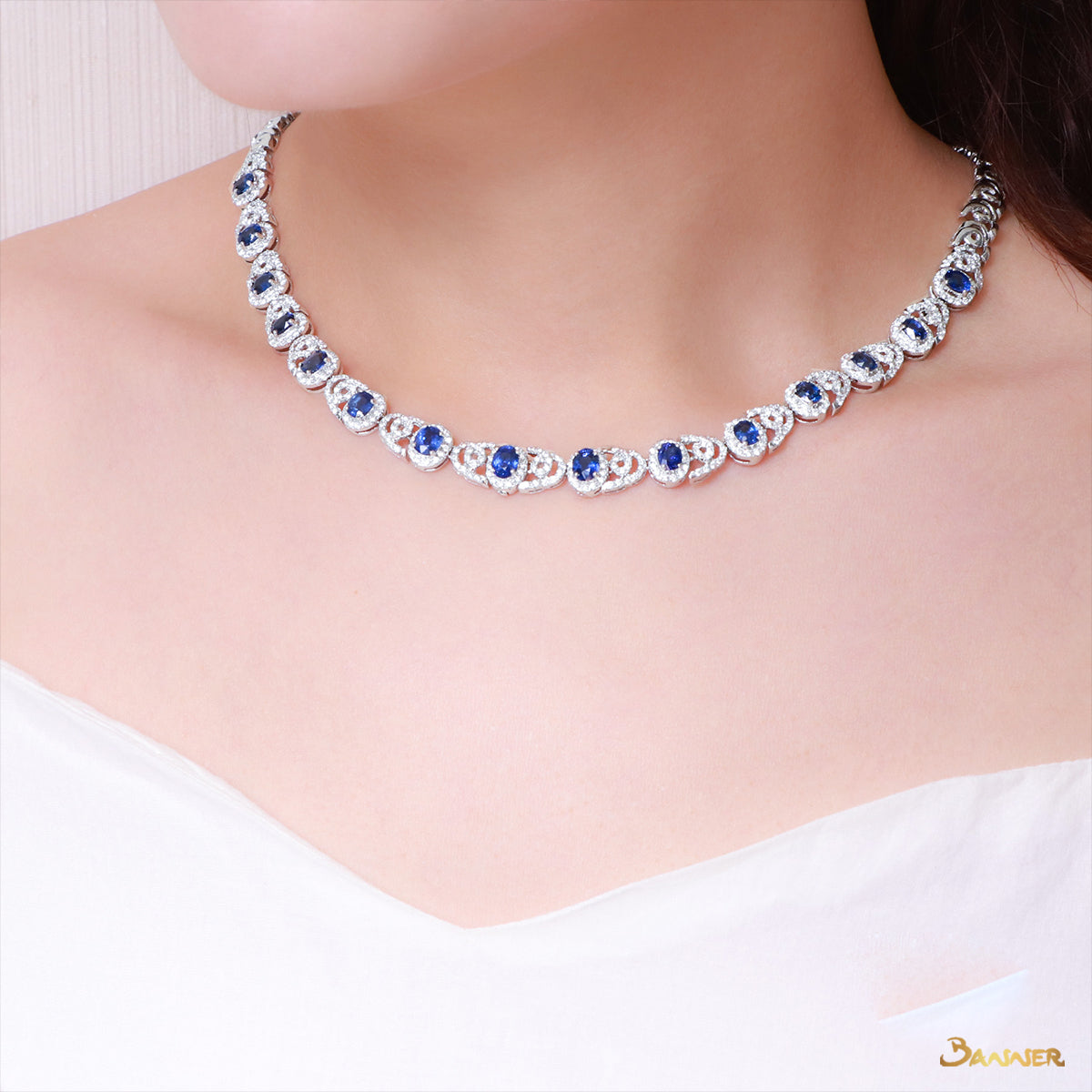 Sapphire and Diamond Elegant Necklace