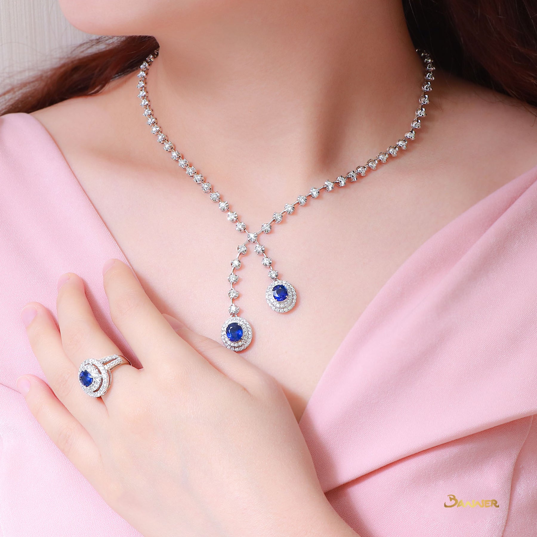 Sapphire and Diamond Elegant Necklace