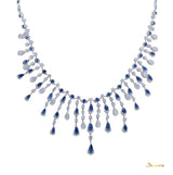 Drop-shaped Sapphire and Diamond Elegant Necklace