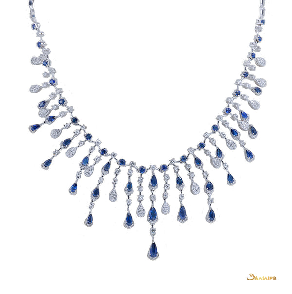 Drop-shaped Sapphire and Diamond Elegant Necklace