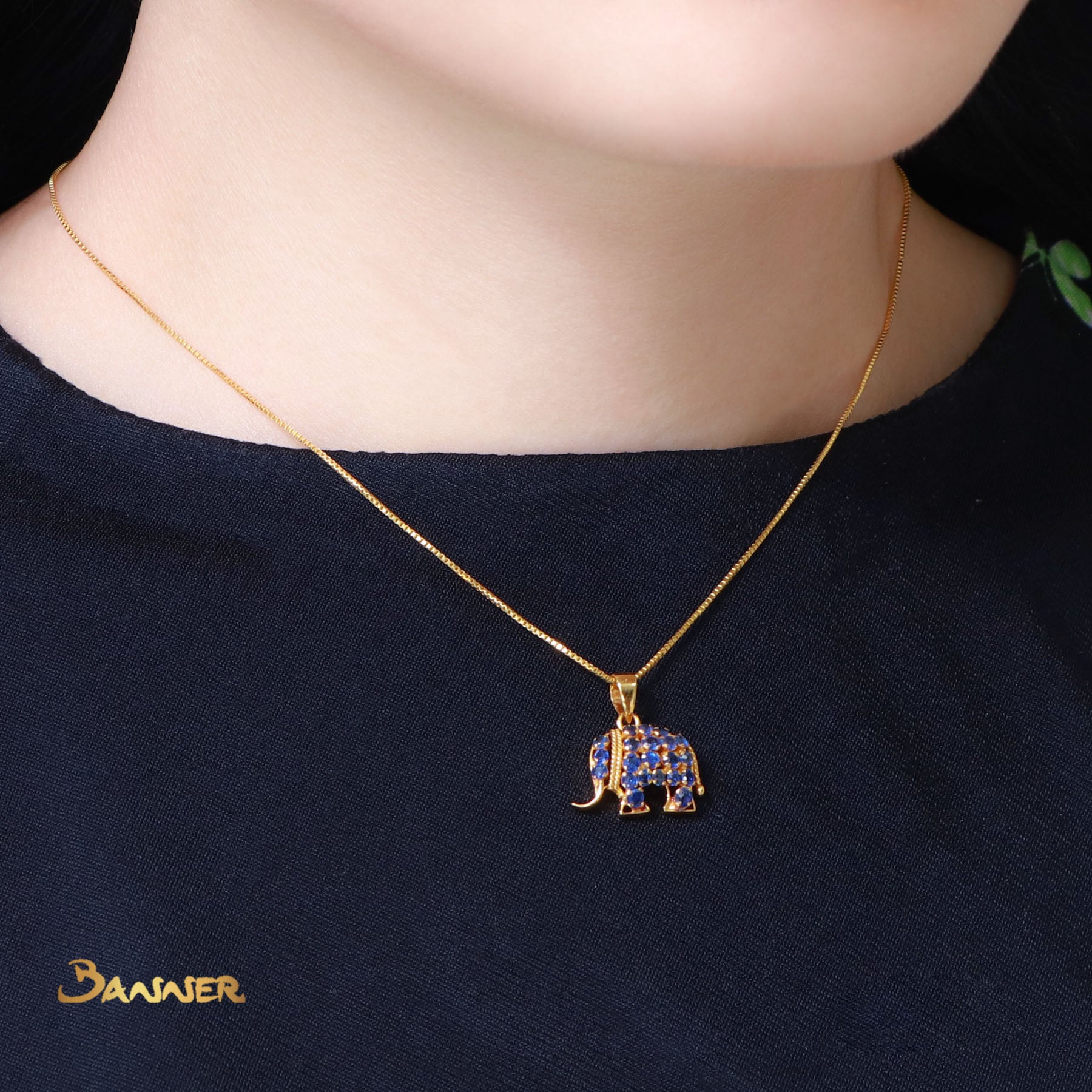 Sapphire Elephant Pendant