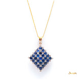 Sapphire and Diamond Checkered Pendant
