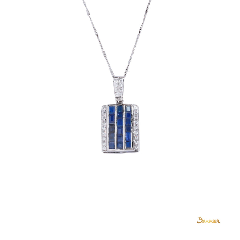 Emerald-cut Sapphire and Diamond Pendant
