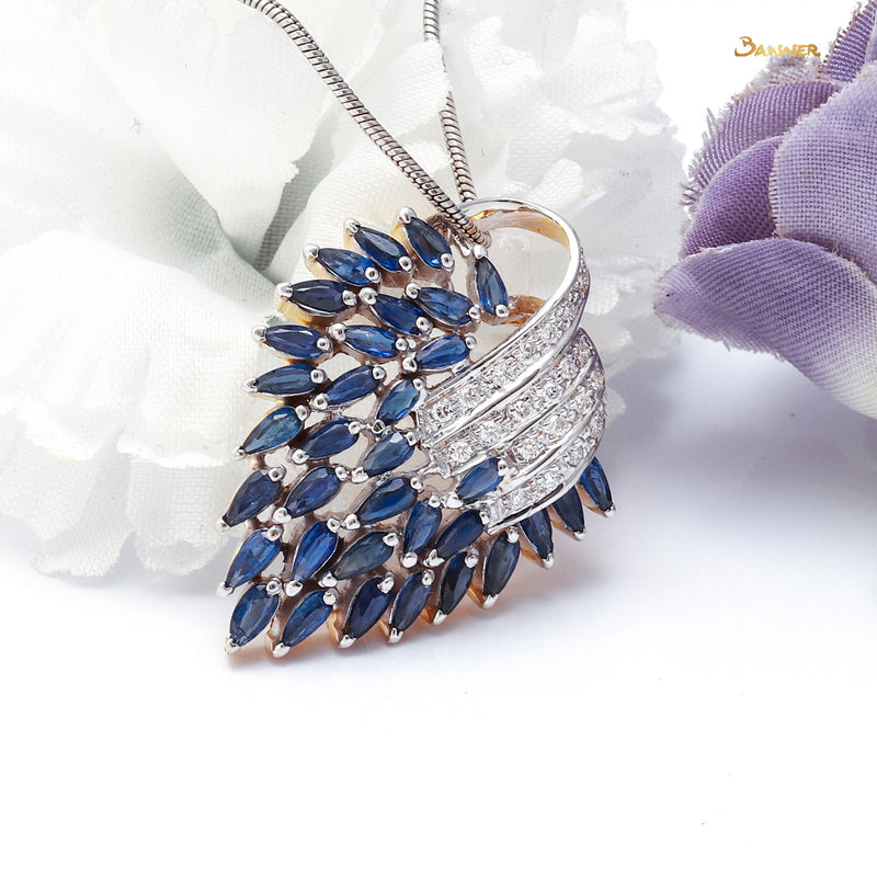 Sapphire and Diamond Peacock Pendant