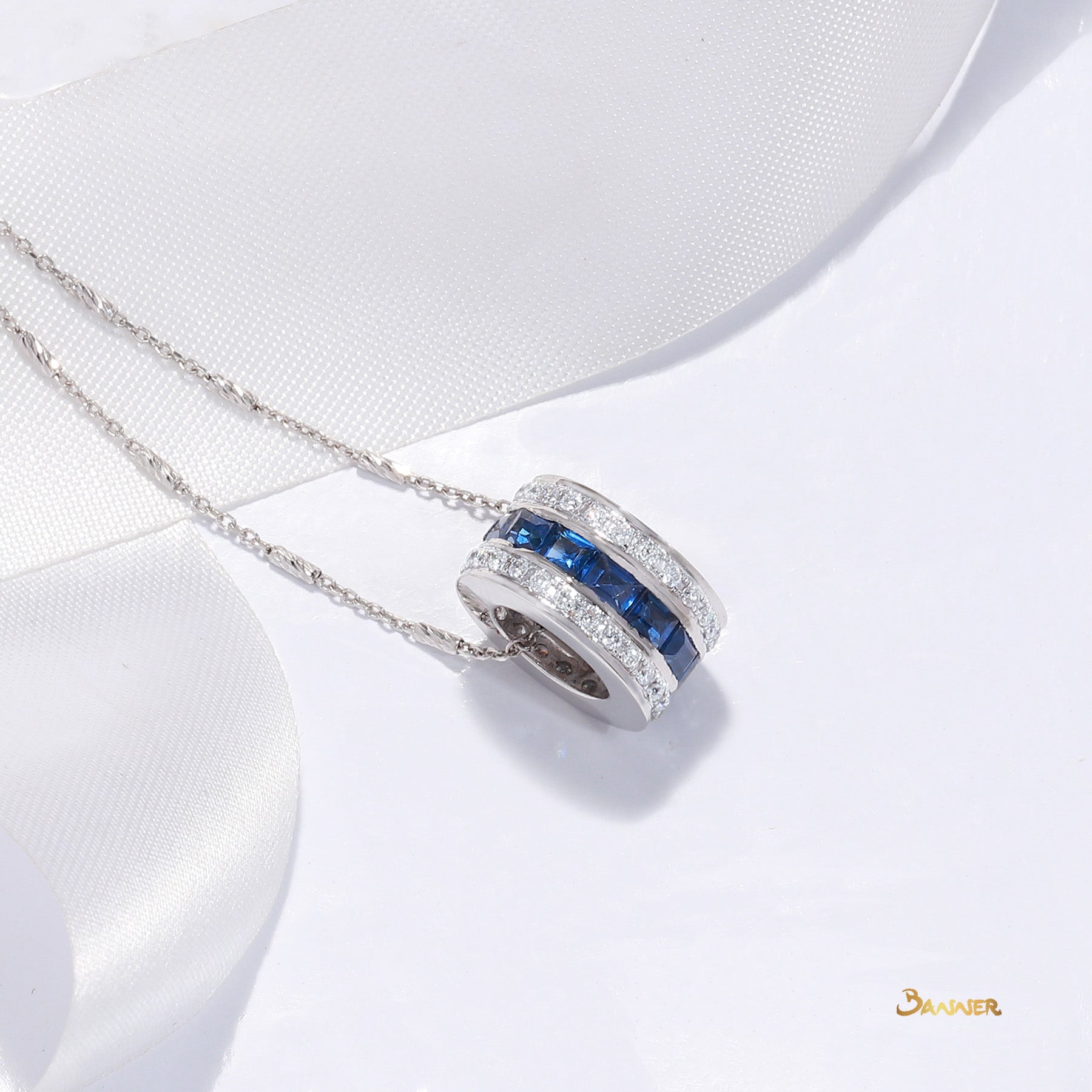 Sapphire and Diamond Barrel Pendant