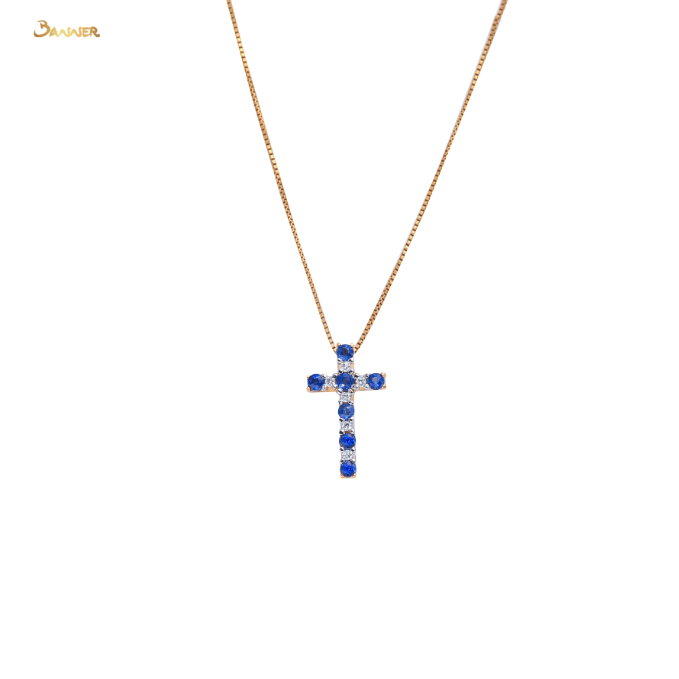 Sapphire and Diamond Cross Pendant