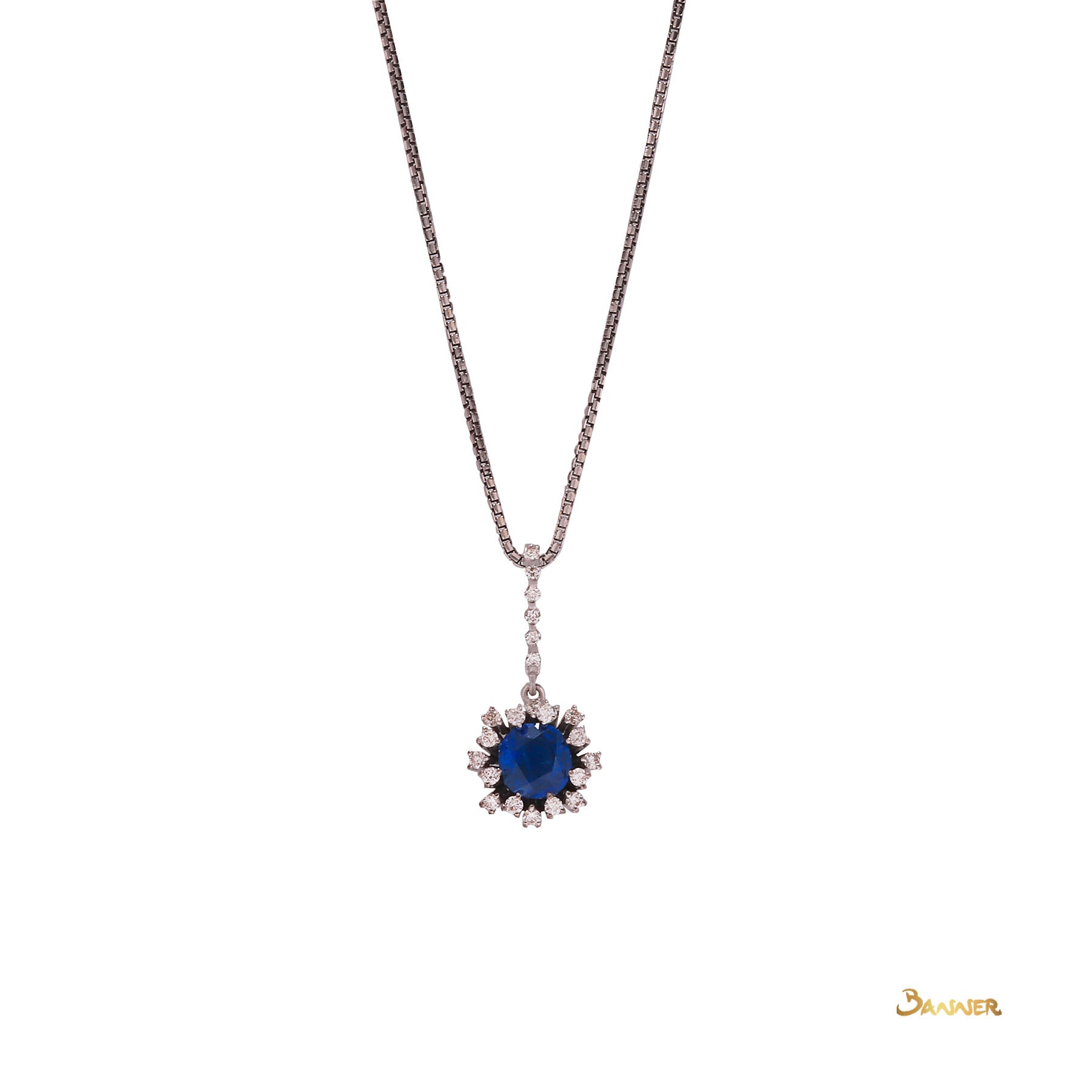 Sapphire and Diamond Rose Pendant