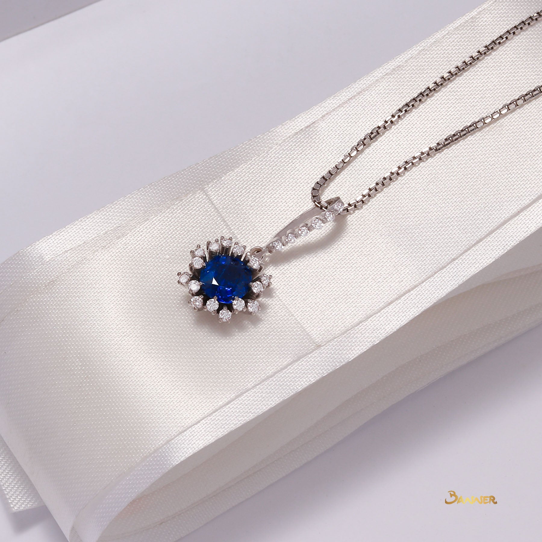 Sapphire and Diamond Rose Pendant