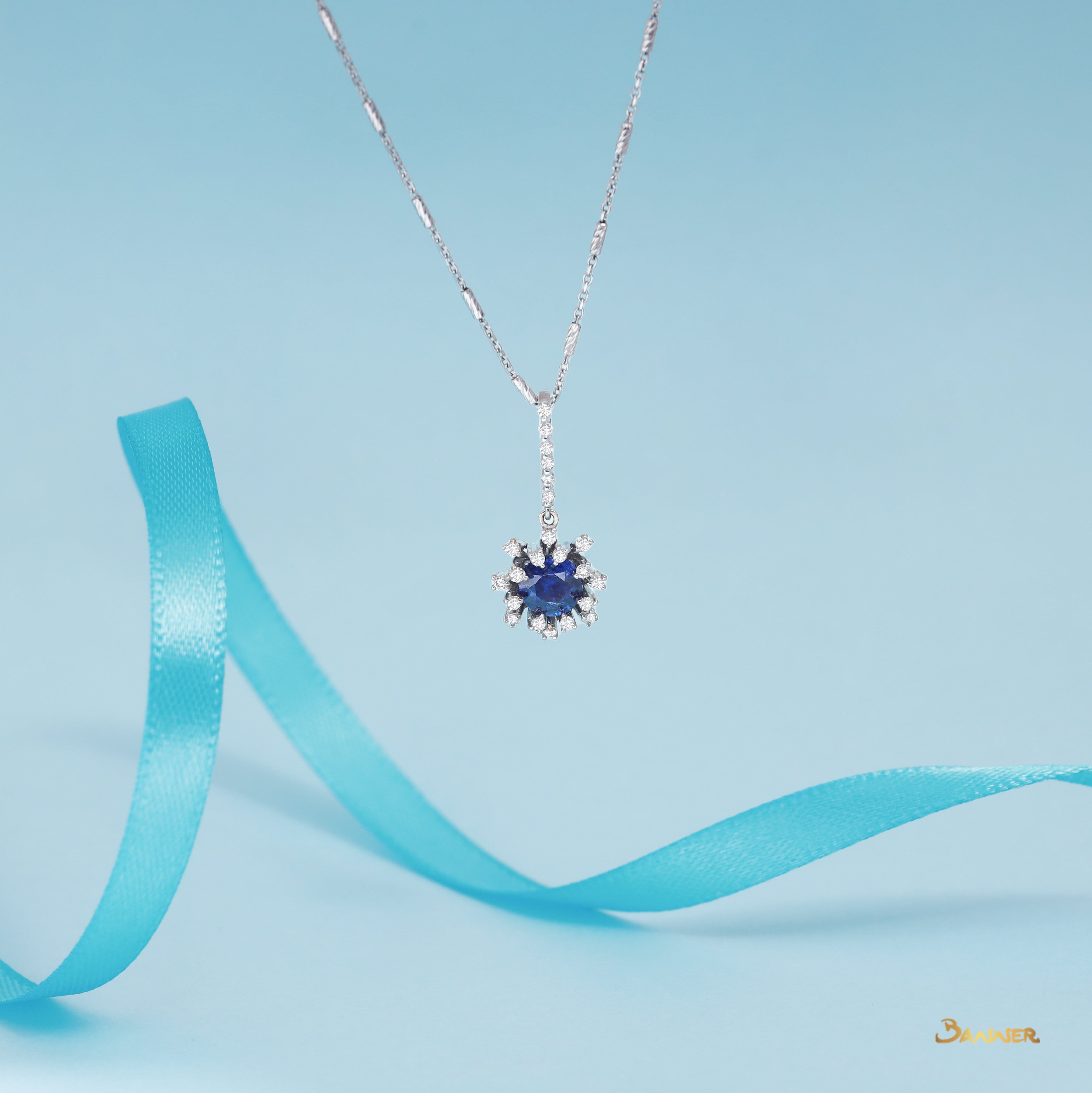 Sapphire and Diamond Rose Pendant