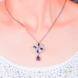 Sapphire and Diamond Rain-drop Pendant